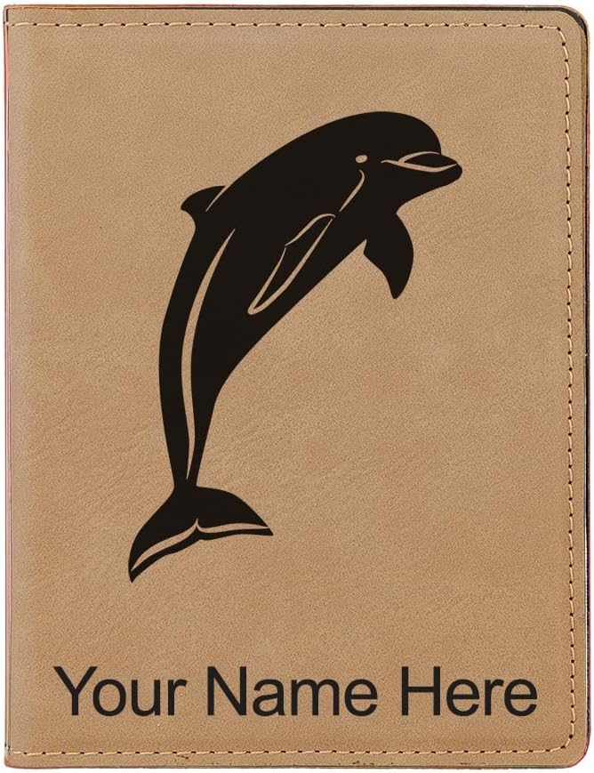 LaserGram Faux Leather Passport Holder, Dolphin, Personalized Engraving Included (Teal)