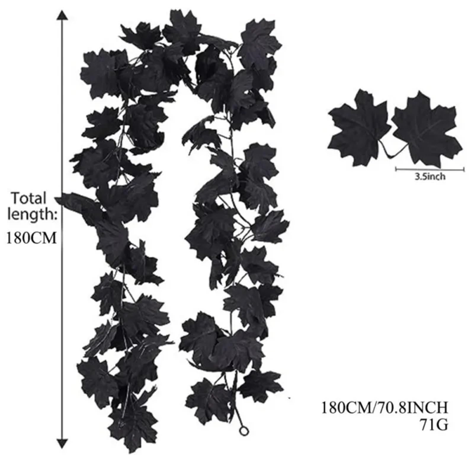 Vite artificiale a foglia 1/2 pezzi di vite artificiale in rattan nero con foglia d'acero, 180 cm, da appendere alla parete, ghirlanda fiori finti for interni(1PC)