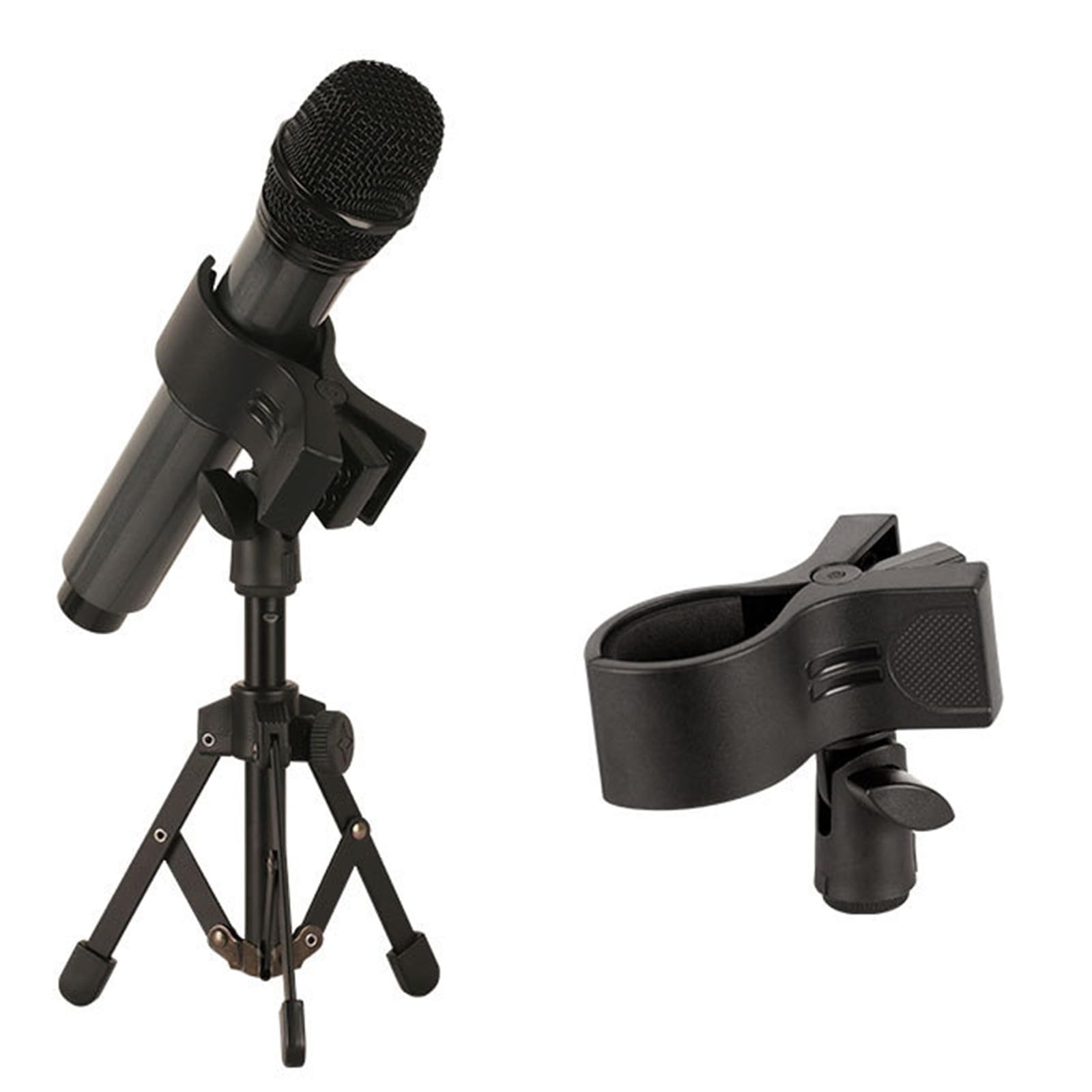 WEISUYUUS Large Universals Microphones Clip Stand Accessory with Enhanceds Grip and 180 Degree Adjustment for Handheld Mics