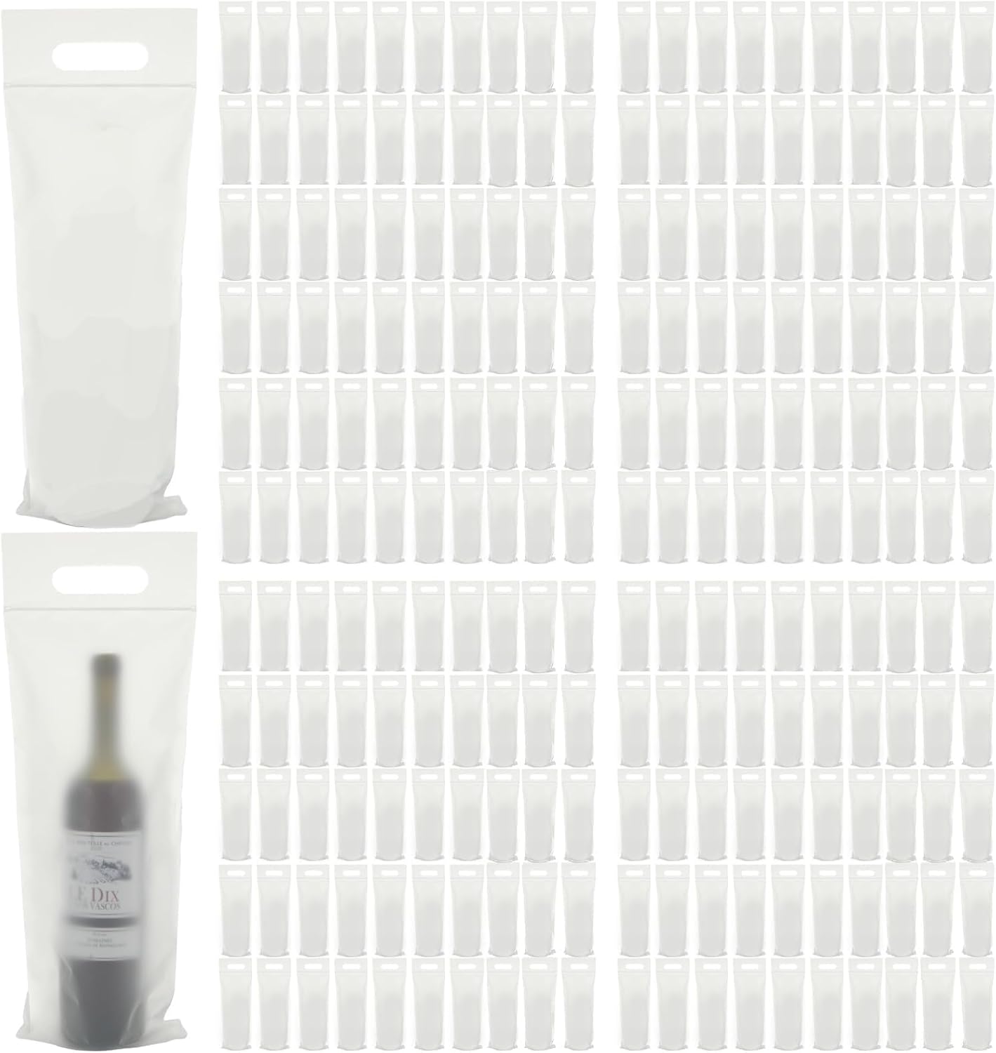 Plastic Wine Bags, 200 Pack Sealable Wine Bags, Wine togo Bag for Restaurant Tamper Proof Seal Use for Bar(6.3x15.7 inch)