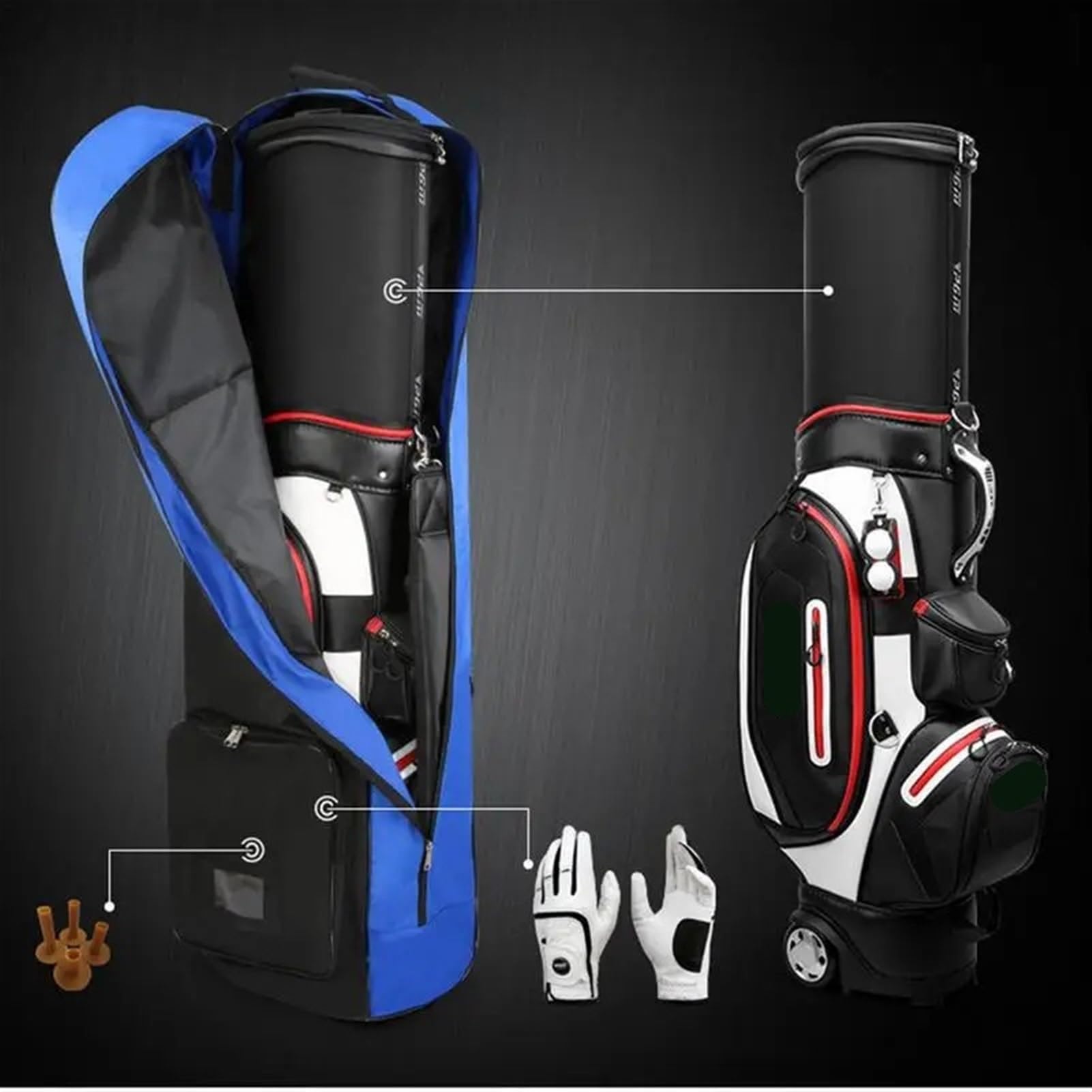 Golf Reisetasche Reise-Golftaschen, Golf-Flugzeug-Reisetasche, Flugzeug-Reisetaschen mit Rädern, Faltbare Nylon-Flugtasche, langlebige Golfschlägertaschen Golf Travel Bag(Orange)