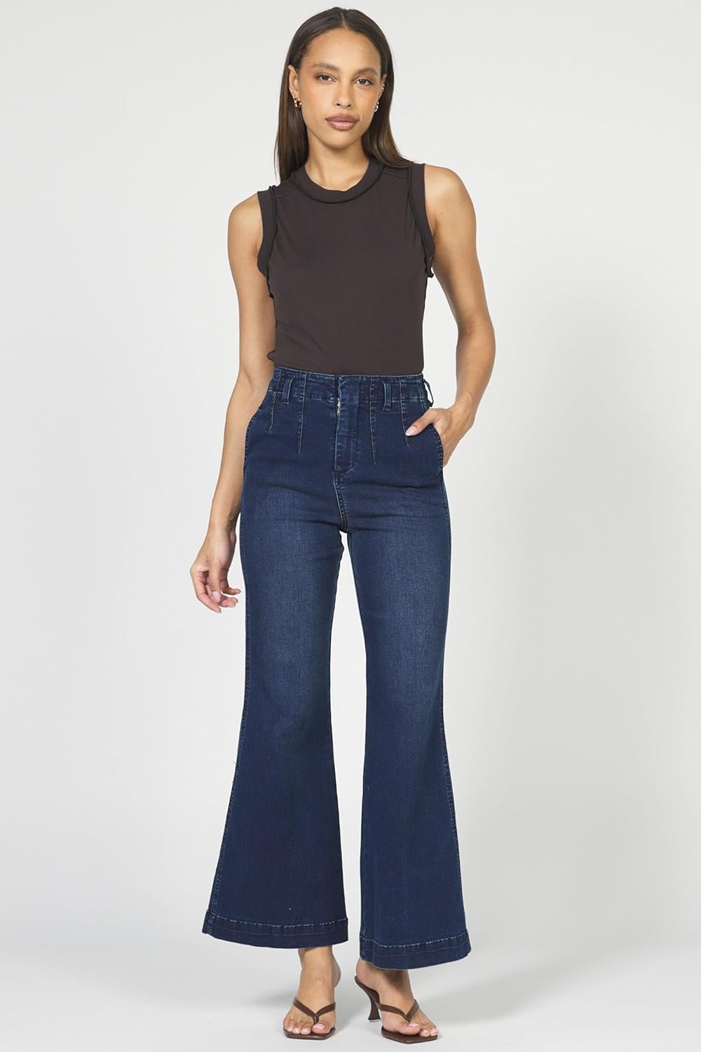 DEAR JOHN Audrey Wide Leg Jeans Women’s High Rise Clean Hem Full Inseam Denim - Image 2