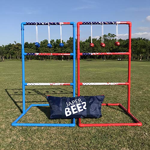 JAPER BEES Strong Ladder Ball Toss for Outdoor Lawn Game with Heavy Duty Pipes and 6 Real Golf Ball Bolas, Fasion Carrying Bag - Thumbnail 7