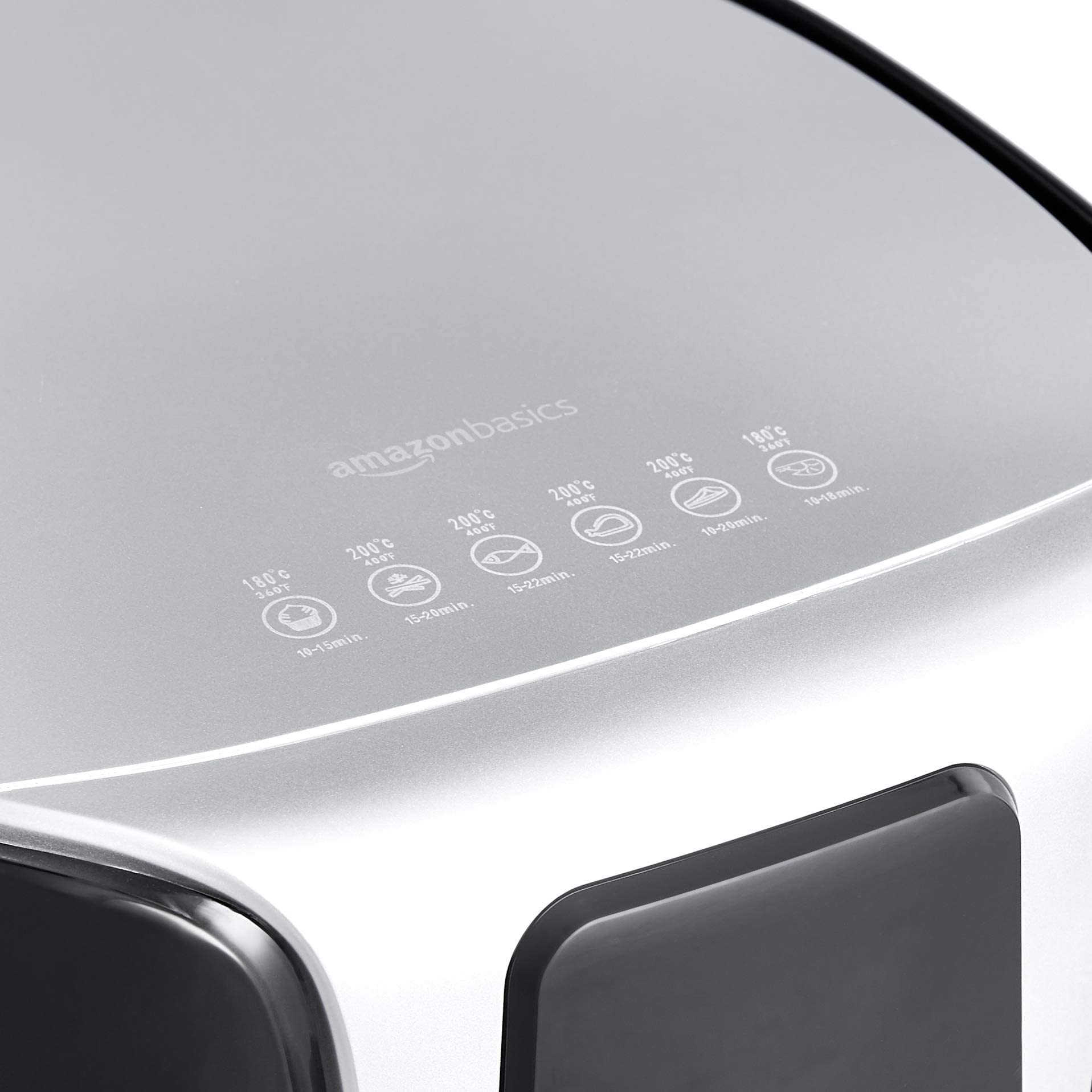 Amazon Basics 4-Liter-Heißluftfritteuse, digitales LED-Display, Timer, 1300W, Air Fryer für Frittieren, Backen, Grillen, Braten, Schwarz/Chrom