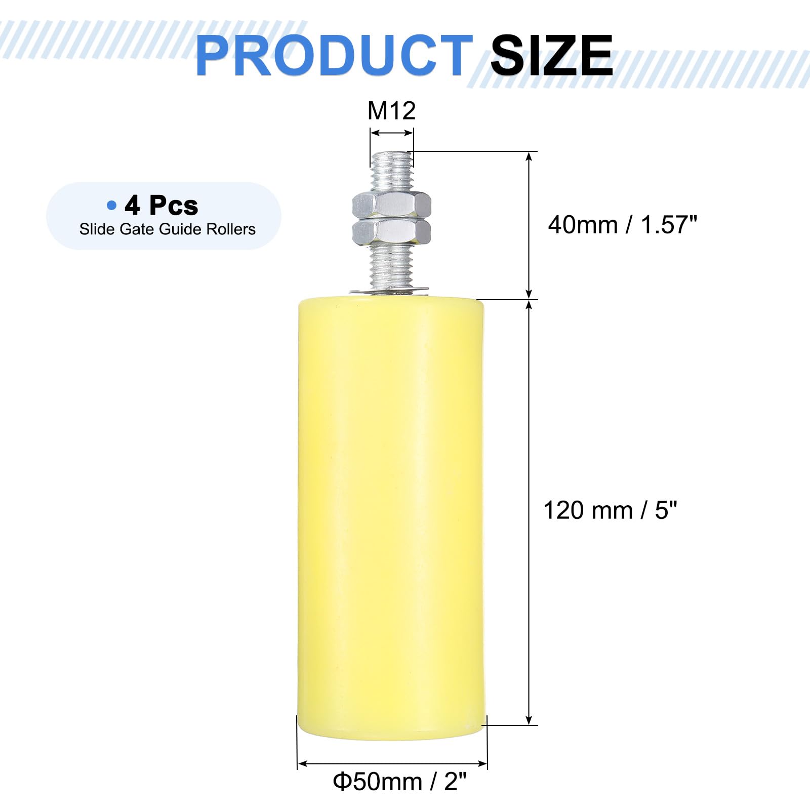 QUARKZMAN 4Pcs Rulli Guida Per Cancelli Scorrevoli, 5" Rulli In Nylon Kit Supporto Cancello, Cuscinetto A Sfere Sigillato Universale Per Guide Cancelli Scorrevoli, Giallo