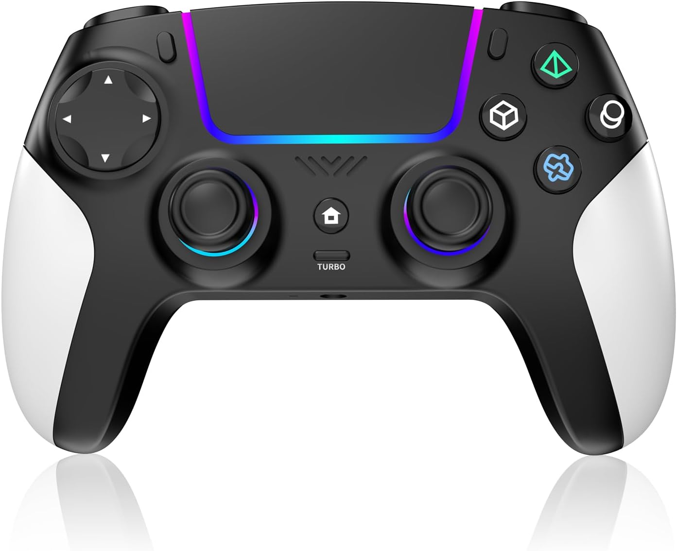 Wireless Controller for PS5 with RGB LED,TURBO, Dual Vibration, 6 Axis Gyro Sensor, Touchpad, Ergonomic for Playstation 5 Controller, Compatible with PlayStation 5/PC/Mac, Anti-Slip Black and White