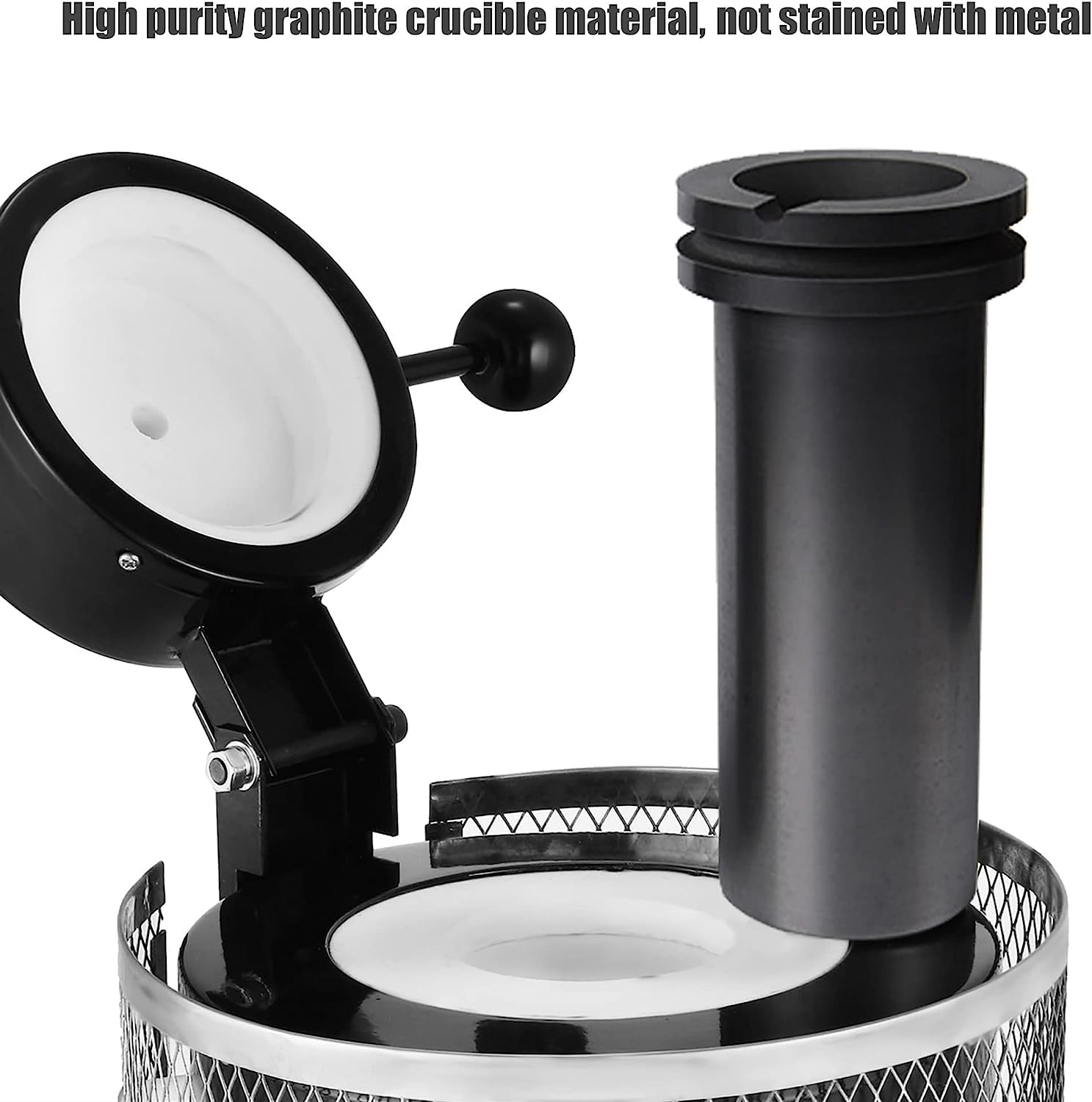 Piec do topienia złota, automatyczny cyfrowy piec do topienia z tyglem grafitowym 1kg/2kg/3kg, maszyna do topienia metalu, do rafinacji odlewów topi złoto srebro cyna (Black)