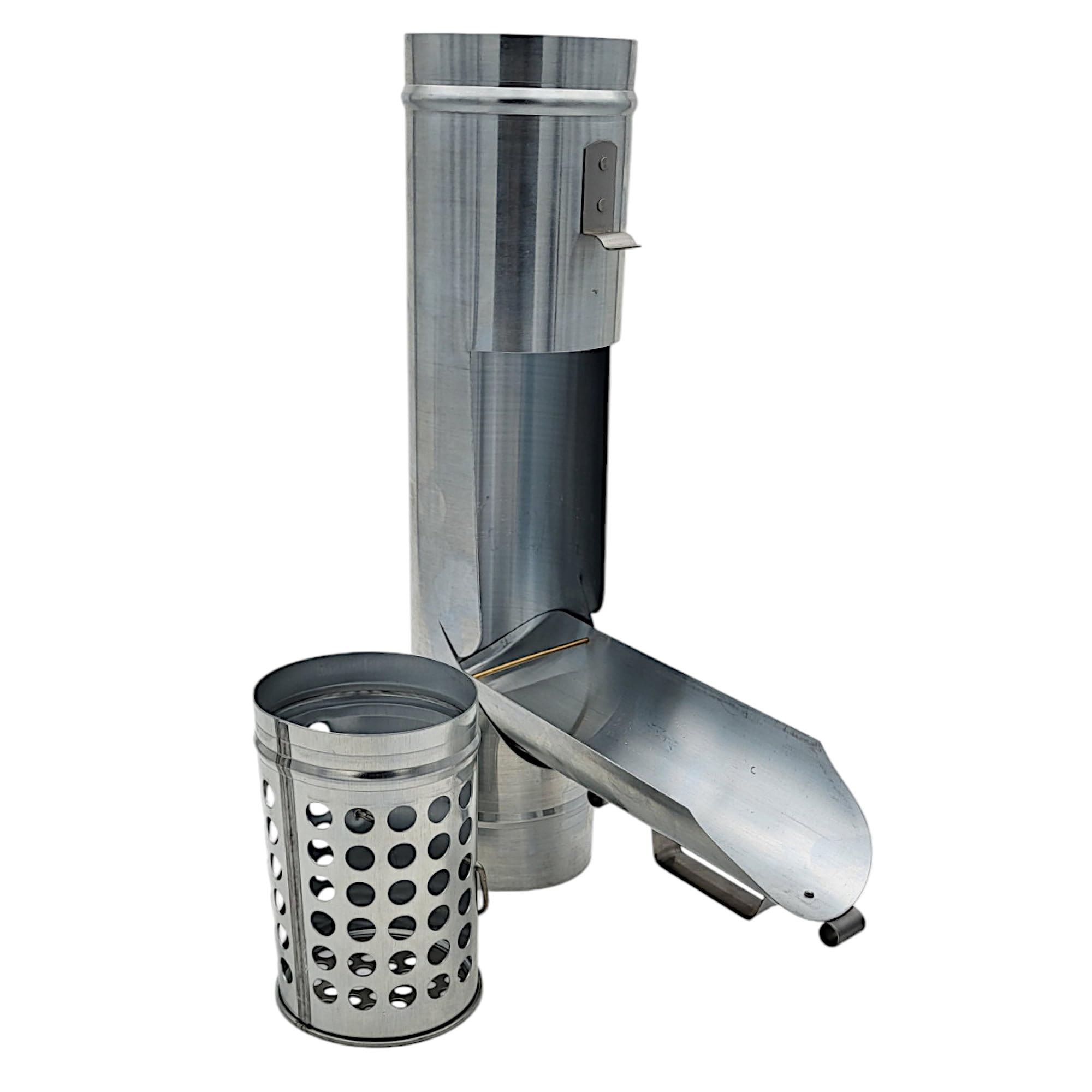 zbs24 Zink Regenwassersammler mit Laubkorb 80mm - Regenrohrklappe mit entnehmbaren Laubkorb, zum effizienten auffangen von Regenwasser, mit Muffe für einfache Verbindung mit dem Fallrohr