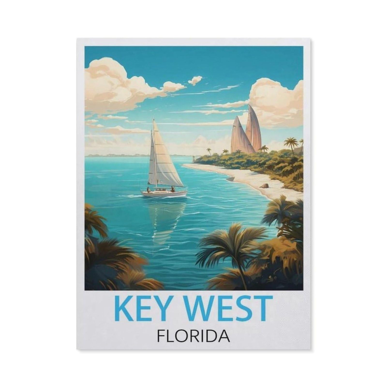 BEAYODKP Key West Florida Vintage Travel Posters，Diamond Painting Kits for Adults - 5D Diamond Painting Kit Full Drill, Diamond Art Kits for Home Wall Decor（50 x 60 cm/19.68 x 23.62 inches）-BY100