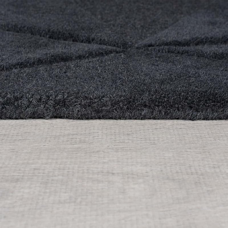 Image of Hand Tufted Modern Design Exported Collection High Low Pattern Wool Carpet for Living Room, Bedroom & Hall (Charcoal B, 8 x 11 Feet)