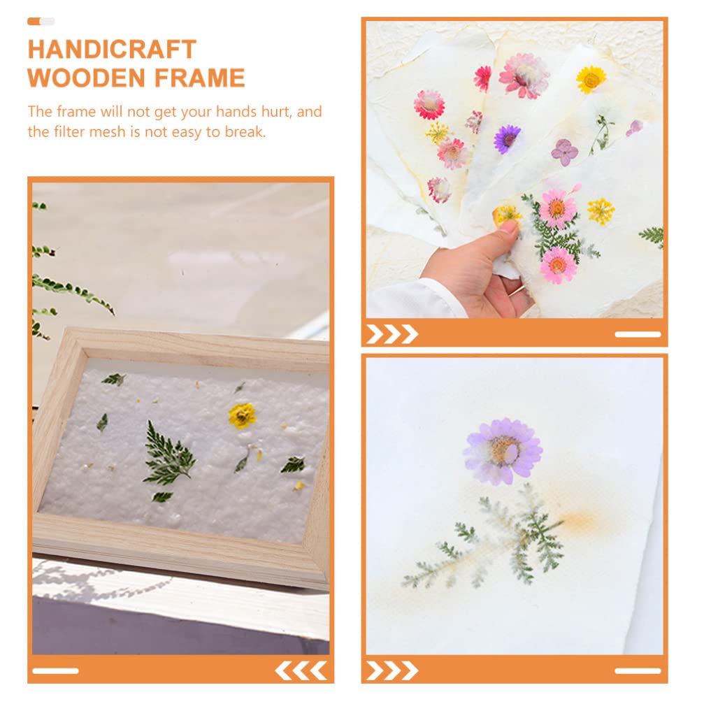 Kit Creativo Per Carta Fatta A Mano - 3 Cornici In Legno Con Rete Per Bambini | Laboratorio Eco - Foto 7