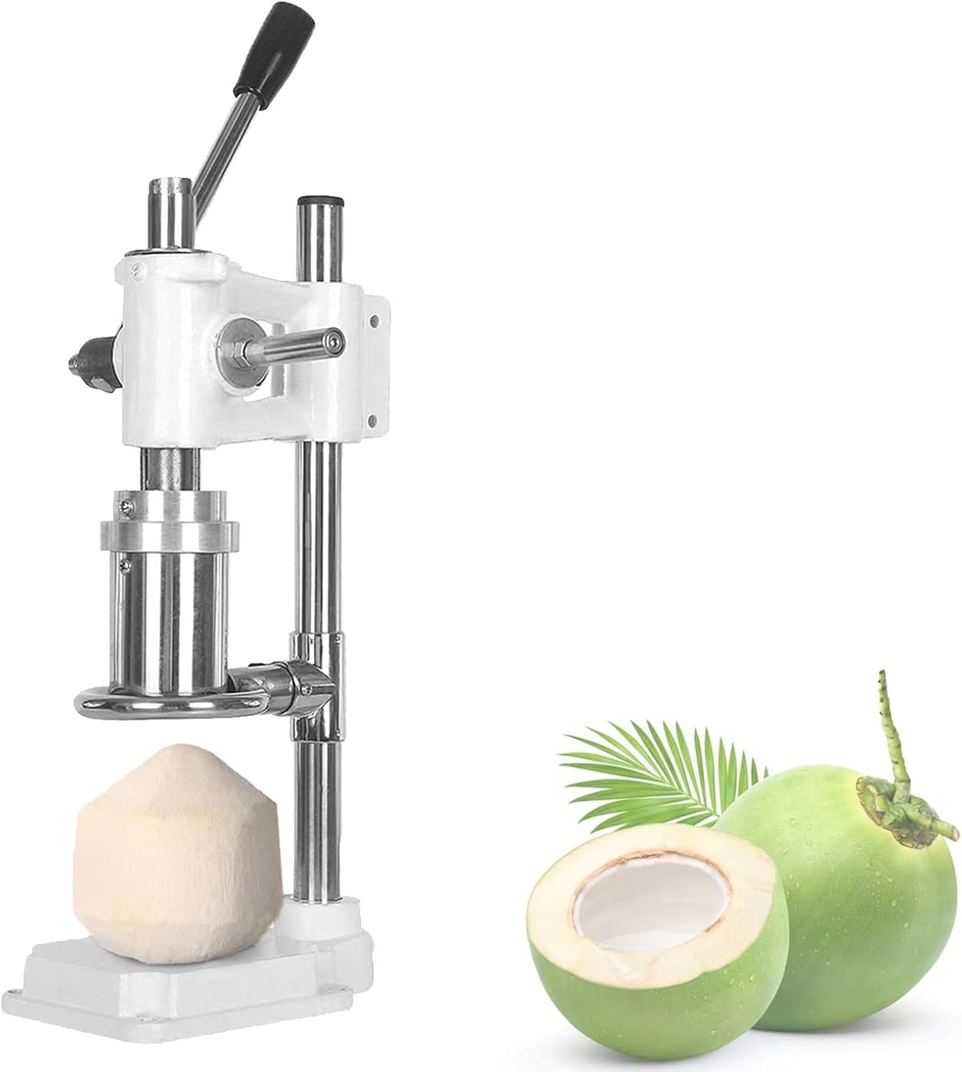 Coconut Opener Machine, Coconut Opener Tool, Manual Coconuts Hole Opening Machine, Stainless Steel Coconuts Cutter Tool,for Commercial or Home Use(White)