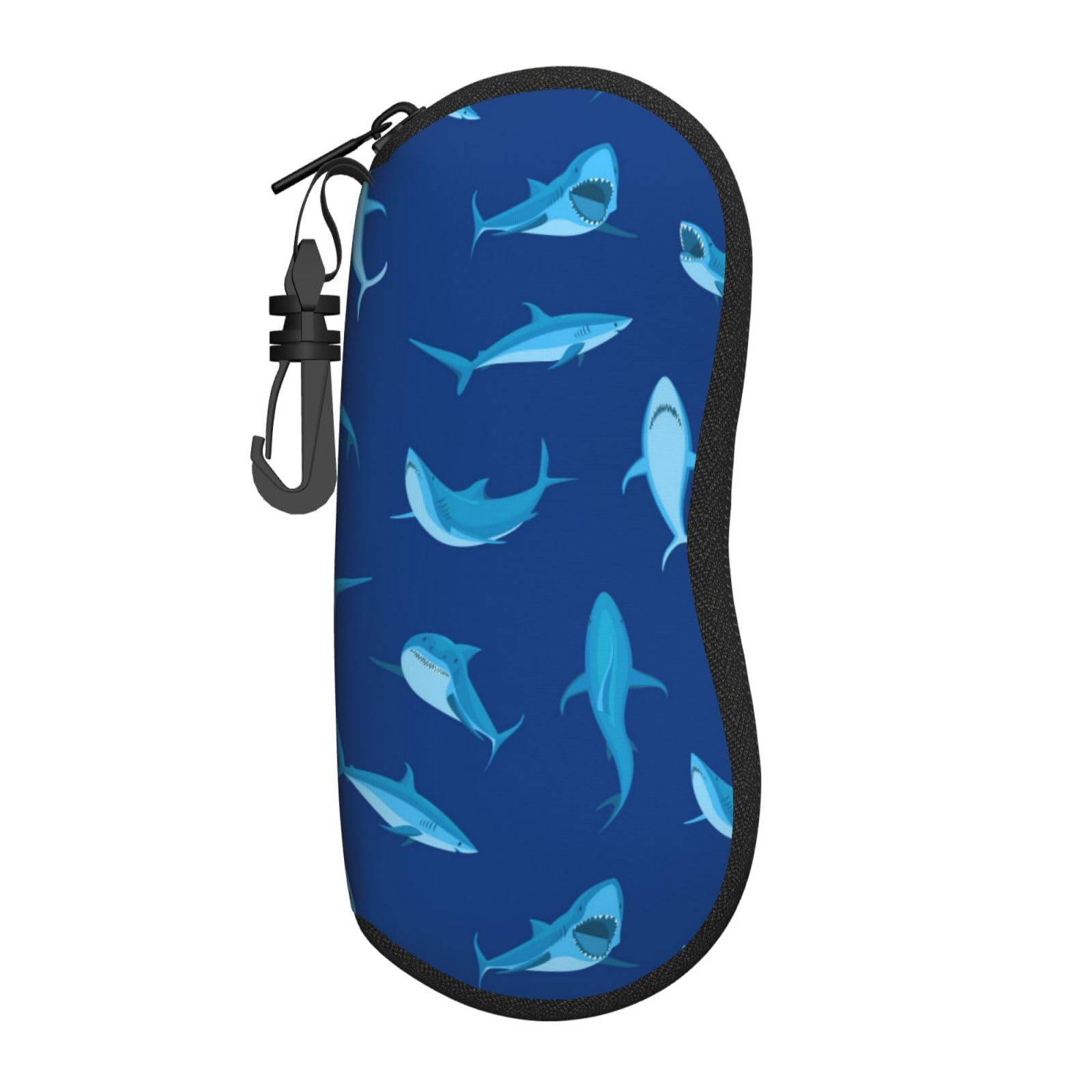 Hceaatb Glasses Case Blue Sea Life Soft Case Ultra Light Zipper Eyeglass Case With Belt Clip, Sunglasses Travel Pouch For Men Women