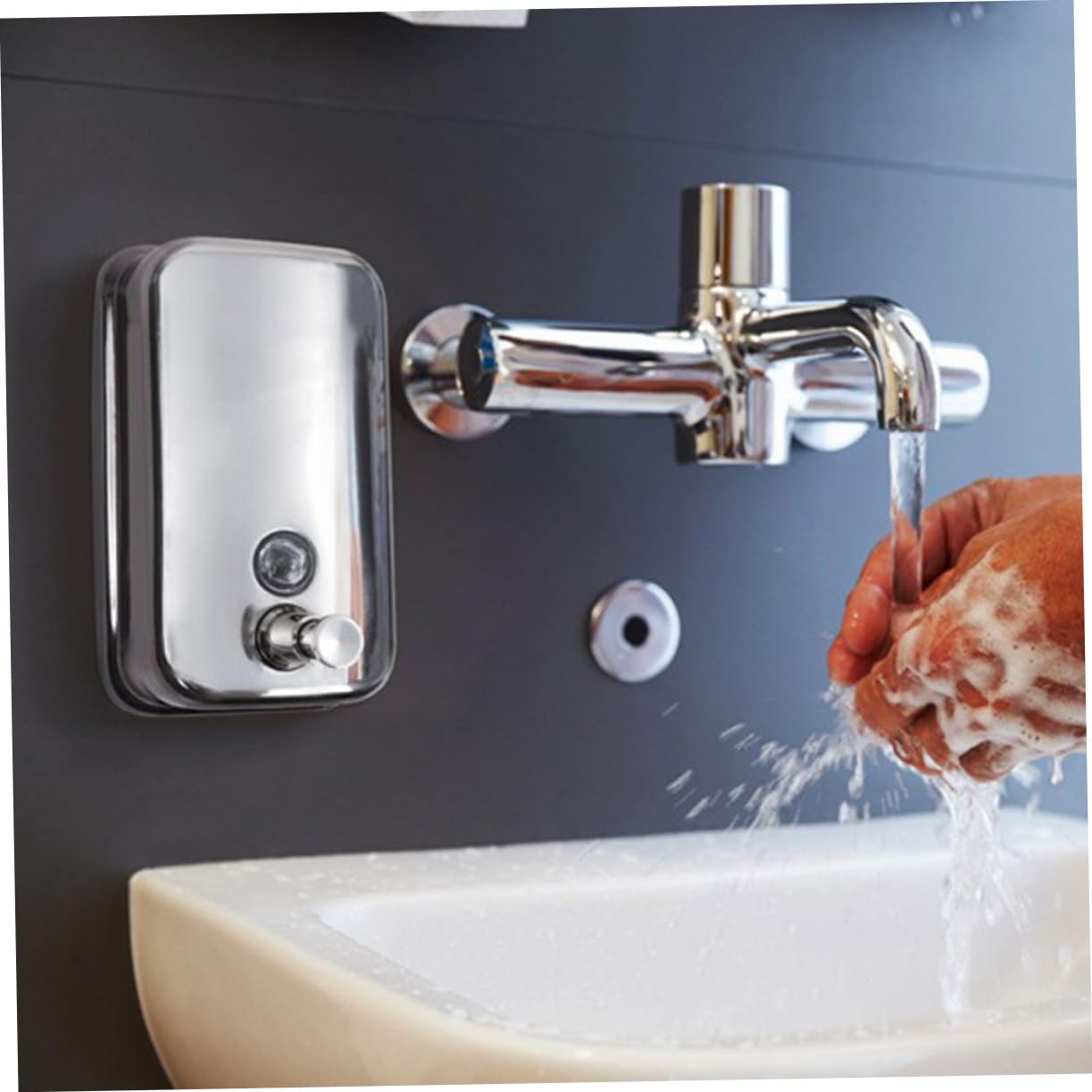 Dispenser di Sapone Liquido da Parete 1000ml in Acciaio Inox | Argento, Ricaricabile, per Crema e Balsamo, per Bagno Domestico e Toilette Pubblica