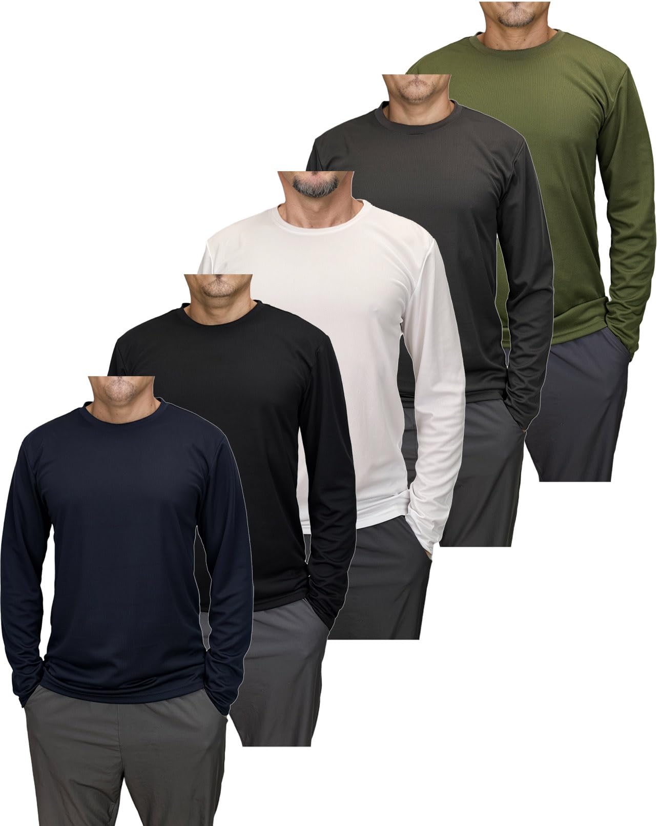 Mens Quick Dry T Shirts Long Sleeve Athletic Running Workout Sun Protective Fishing Hiking Tshirts Active Wicking Tee