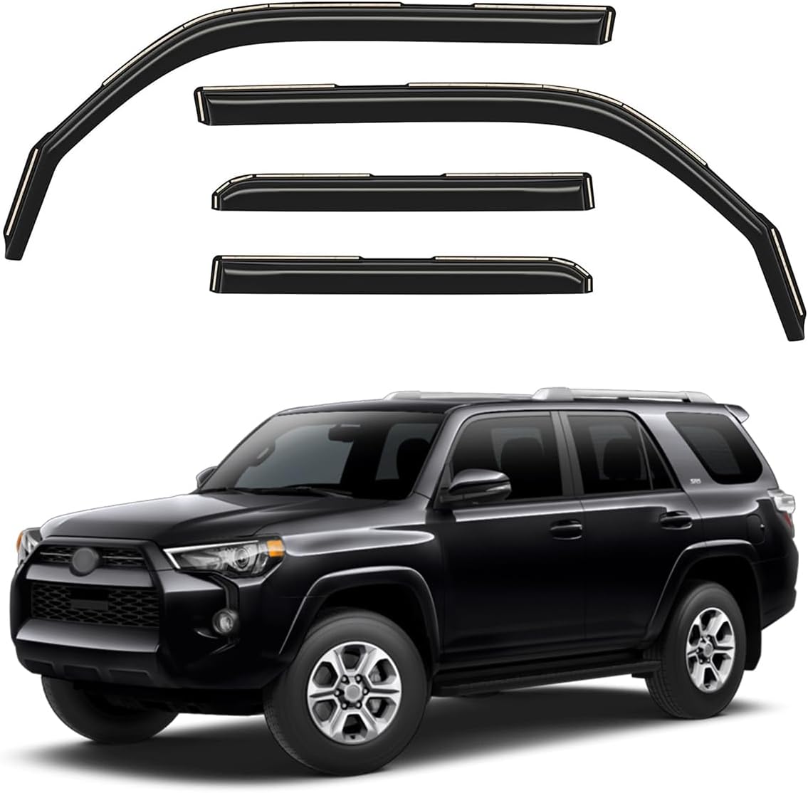 in-Channel Window Visors for Toyota 4Runner 2010-2024?Rain Guards Sun Shields Window Deflector Wind Vent Visors?4PCS