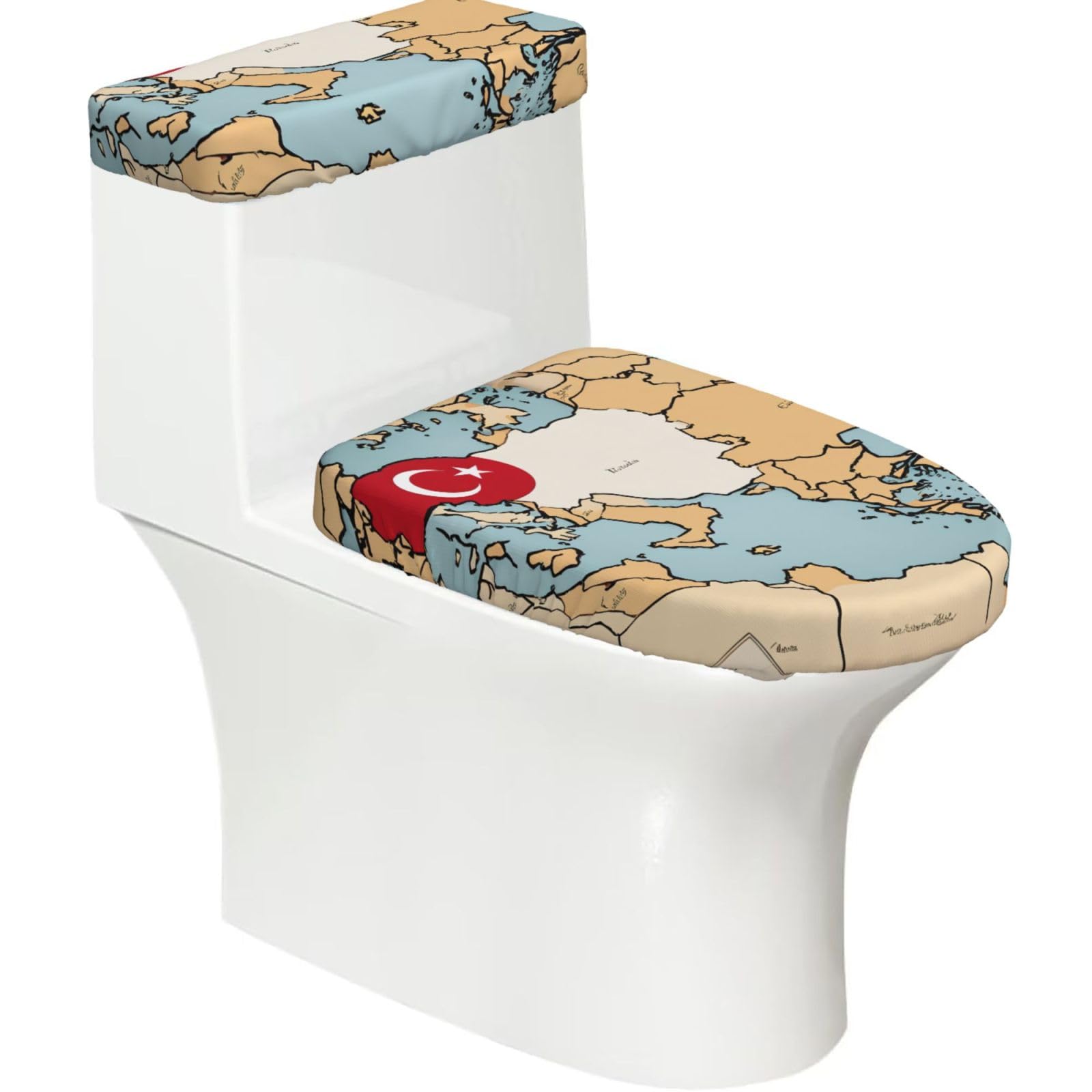 Distribution Map Of Turkey Print Bathroom Decor Toilet Lid Cover And Tank Covers, Restroom Accessories Fits Most Round