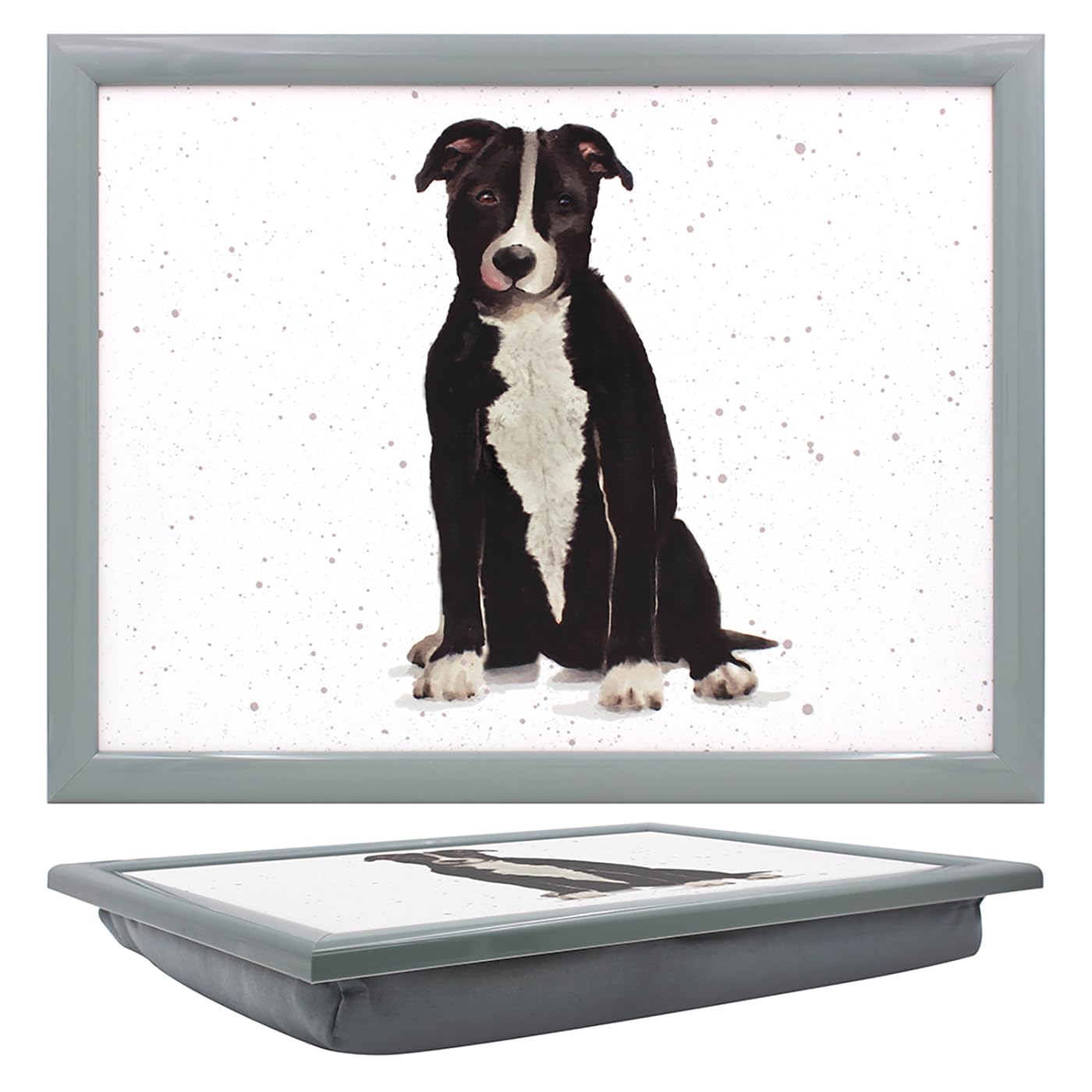 Lesser & Pavey Cushioned Lap Tray | Lovely Lap Trays With Padded Cushion, Suitable For Eating On The Sofa | Staffie Lap Trays For Eating For All Homes - Sarah Boddy