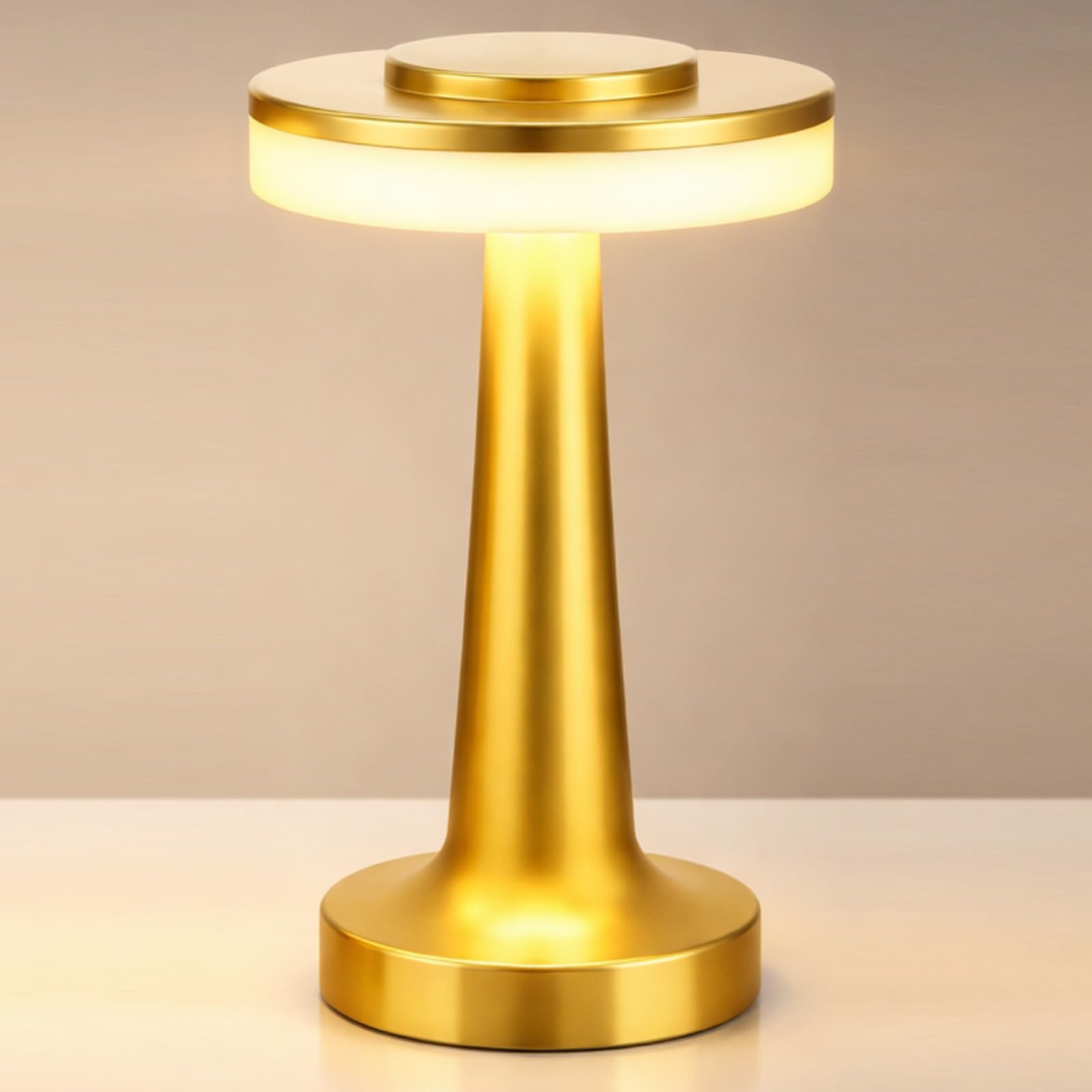 Riakrum 1 Pcs LED Cordless Table Lamp Bulk Rechargeable,Gold