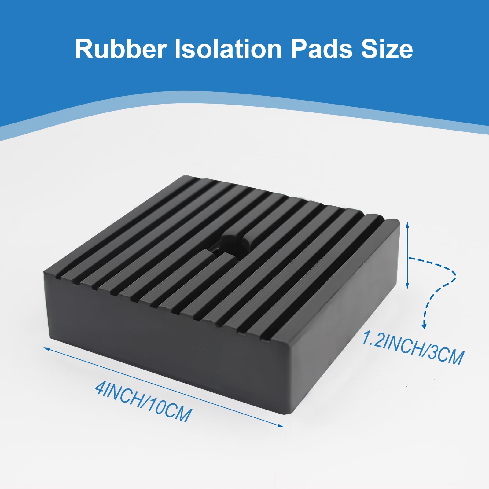 Almohadilla de choque sólida para compresores de aire o equipos de absorción de impactos, almohadillas de aislamiento antivibración de goma sólida, súper resistentes de 4 x 4 x 1 pulgadas, paquete de