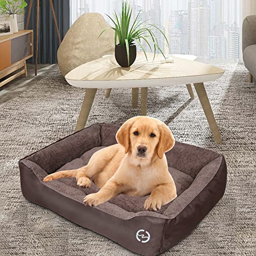 FRISTONE-Dog-Beds-Large-Washable-Pet-Basket-Orthopedic-Kennel-Bed-for-Large-Dogs-Deluxe-Fleece-Cushion-Blanket-XXL-Brown-354x276in