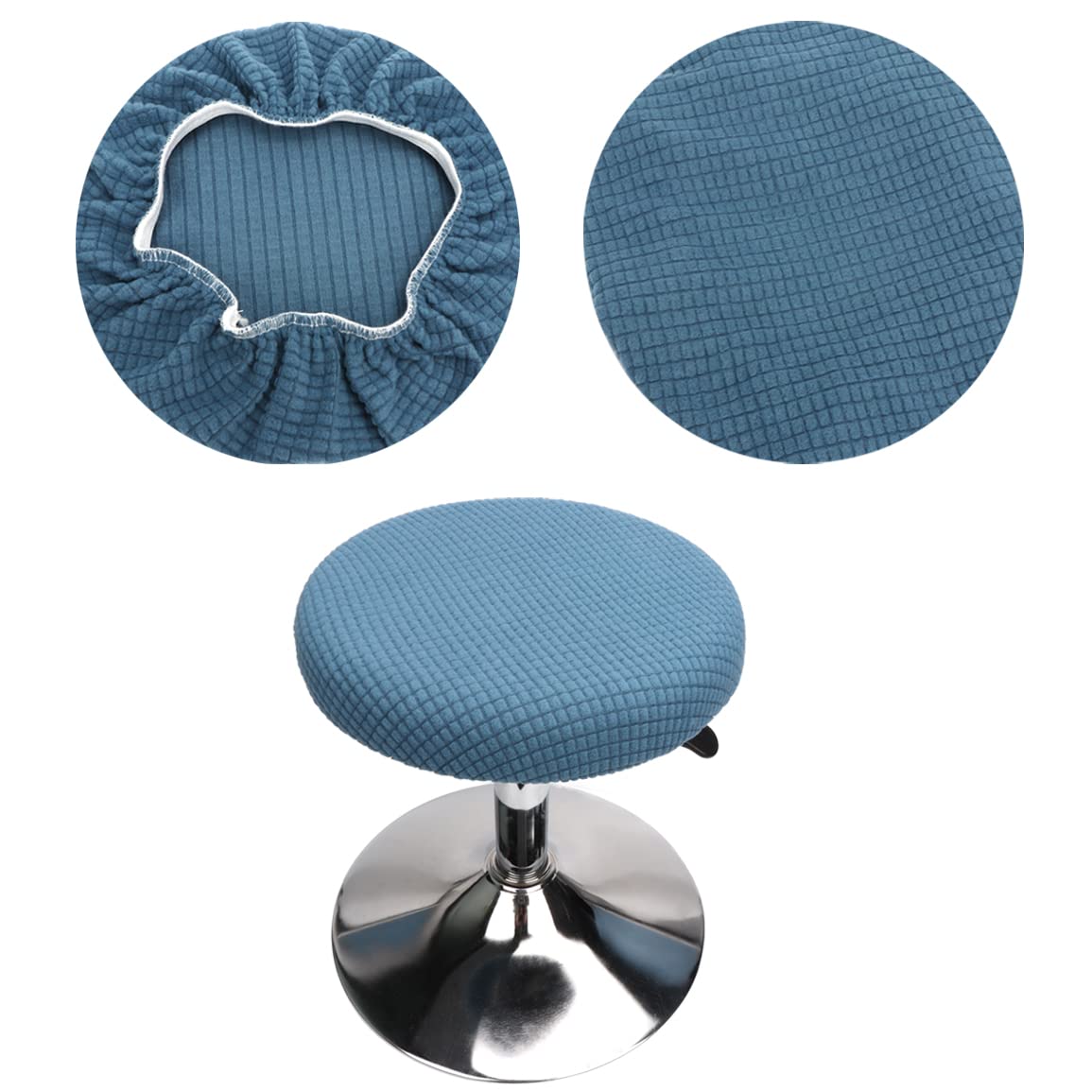 HuaLiSiJi Round Stool Cover 30-40cm/12-16 Bar Stool Covers With Jacquard Pattern, Luxurious Fabric Stretchable Wrinkle Resistant Washable Dustproof (1 Pcs Blue)