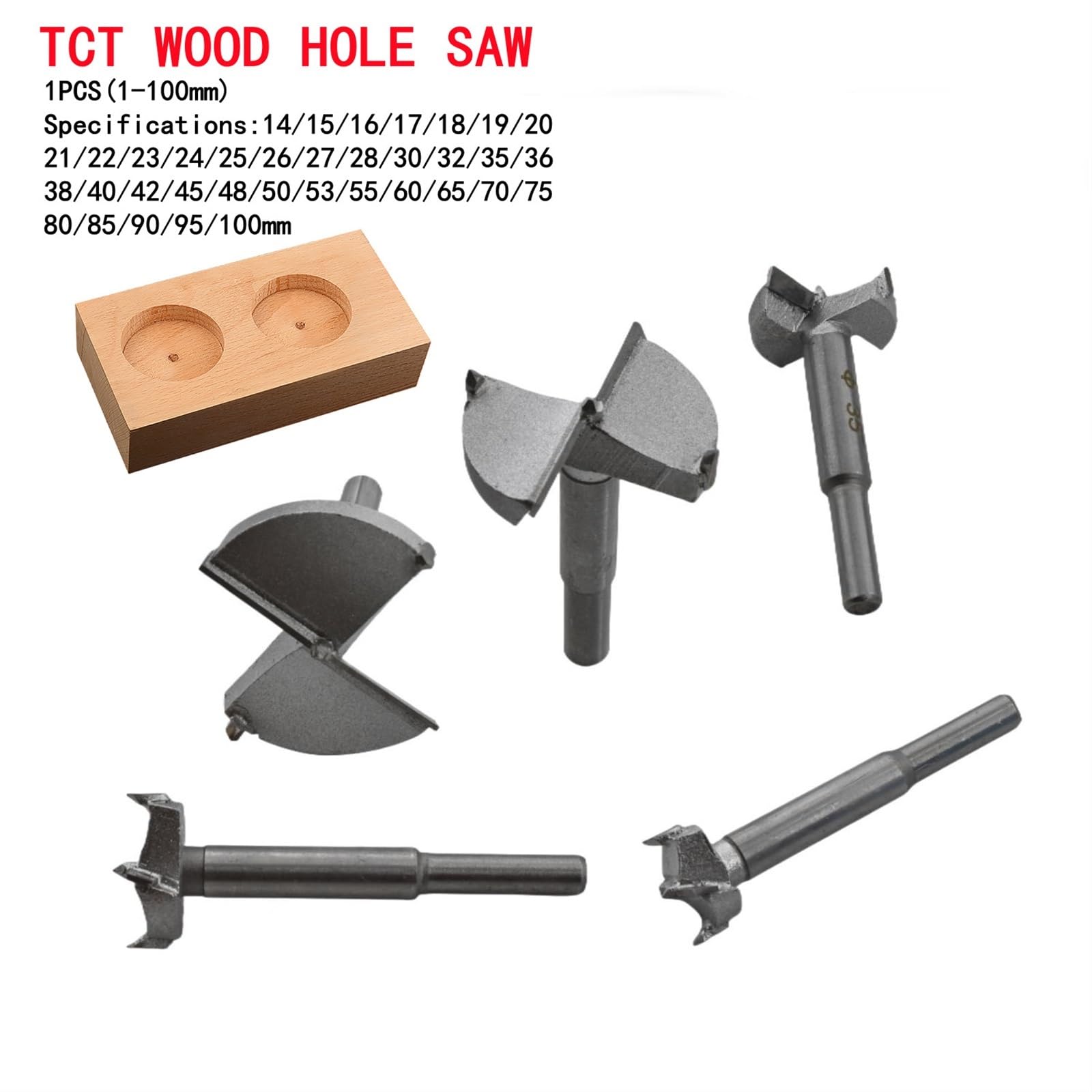 Ensemble de forets en Acier au Carbone 14 à 100 mm for Le Travail du Bois, scie Cloche Auto-centreuse, Outils Coupe carbure tungstène(90mm)