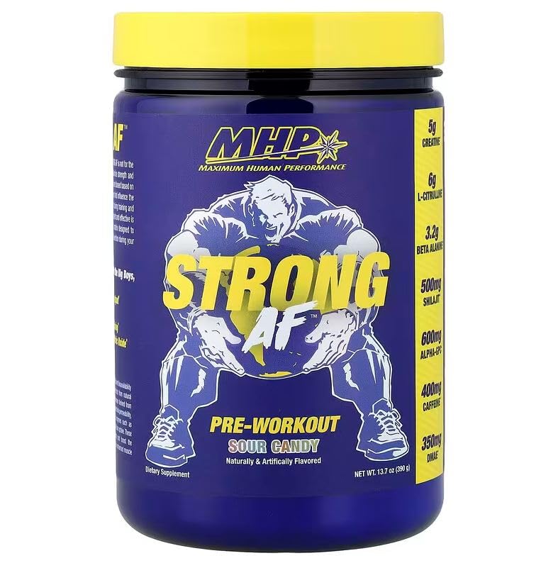 MHP Strong AF Pre-Workout Powder, Muscle Building, Sour Candy, 40 Serv