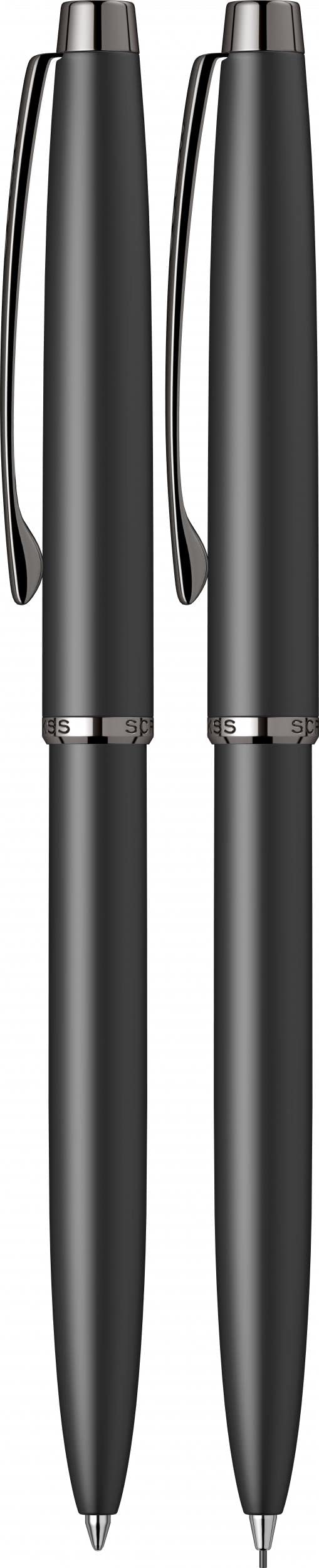 Scrikss Set regalo Duo, penna a sfera, penna a sfera e portamine (0,7 mm), penna da ufficio cromata, confezione regalo per uomo