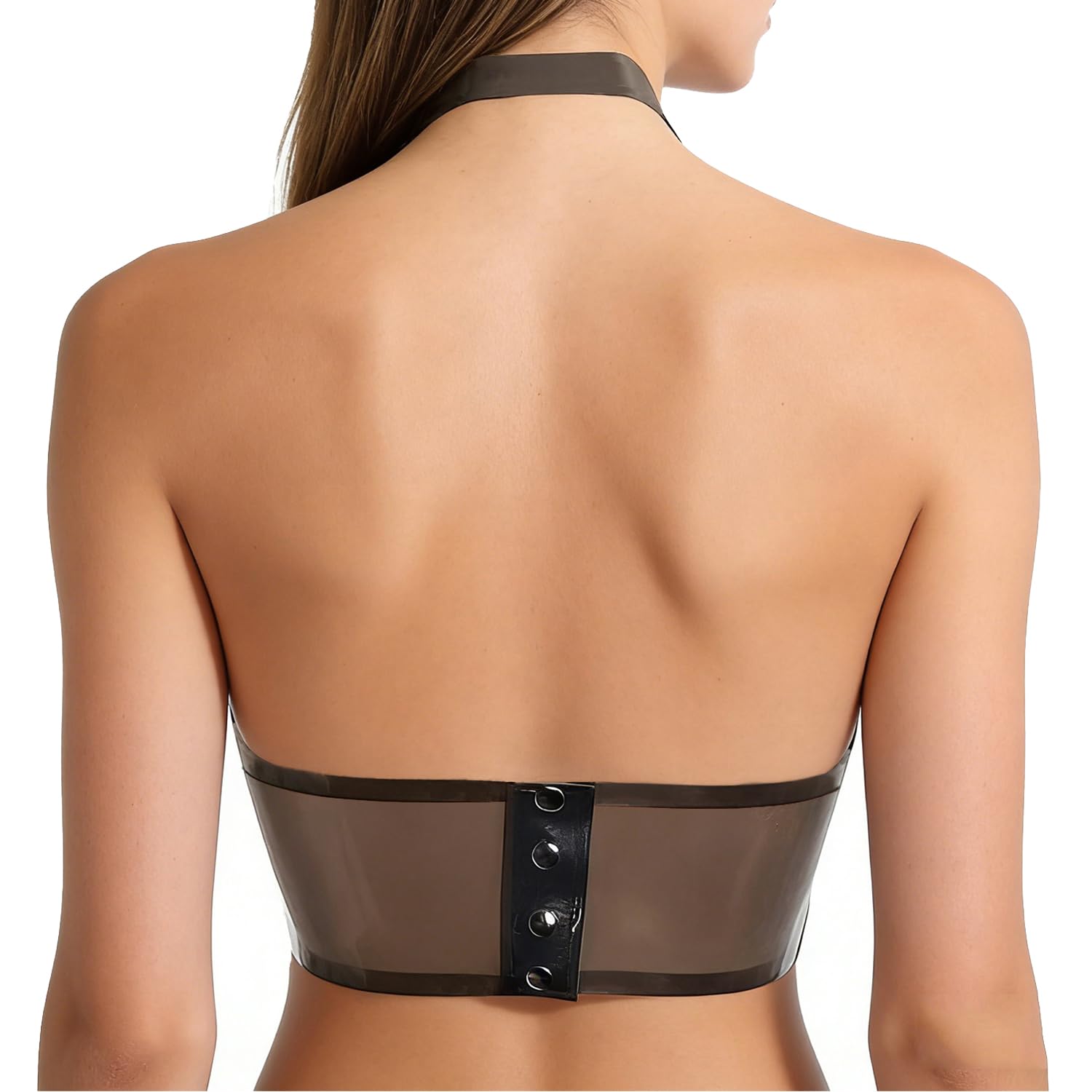 Reggiseno in Lattice Nero Trasparente,Reggiseni in Gomma Morbidi Senza Anello in Acciaio Fatto a Mano
