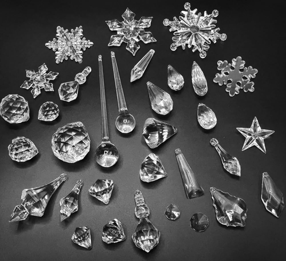 50 colgantes de copo de nieve, copos de nieve, decoración navideña, decoración para árbol de Navidad, copos de nieve, adornos para fotos de Navidad, con cordón, alas verdes claras