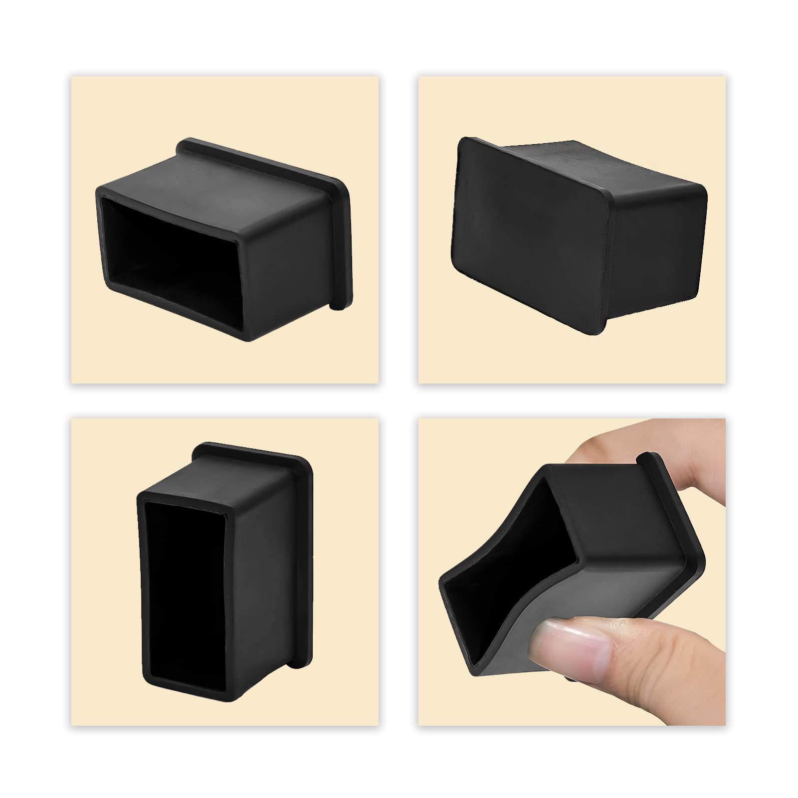 Flyshop 12PCS Chair Leg Tips Caps Black Flexible PVC Chair Leg Floor Protectors Rectangle Shaped Furniture Table Foot Covers 13/16" x 1-3/16" (20 x 30 mm) - Image 4