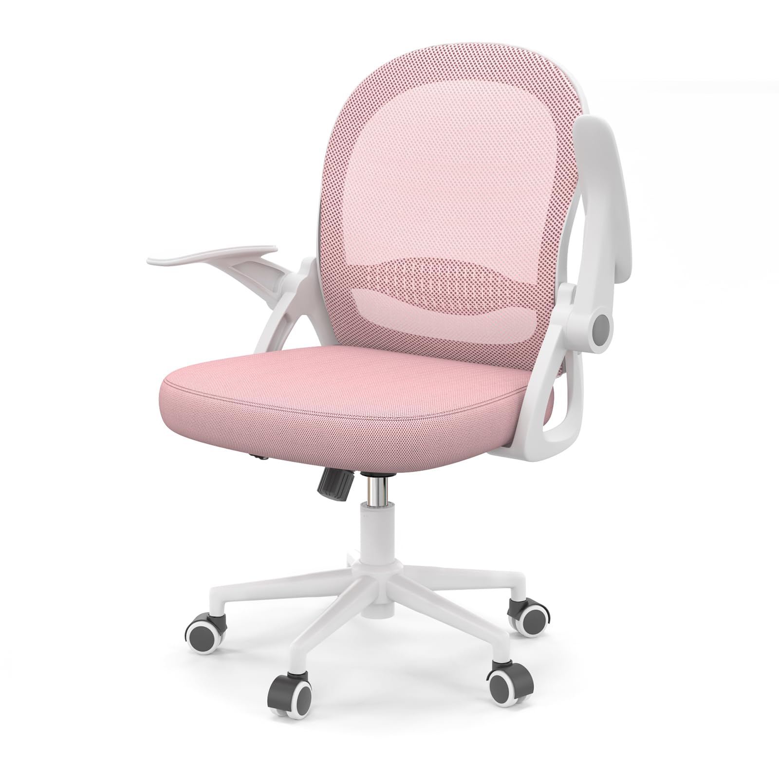 Naspaluro Chaise de Bureau avec Accoudoir Relevable, Soutien Lombaire, Dossier 45 cm Rose