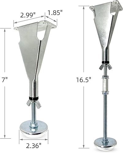 Miniatura 2 de 4 patas ajustables de soporte de listones centrales de cama, patas deslizantes para marco de cama, patas de soporte central para marco de cama (7 a