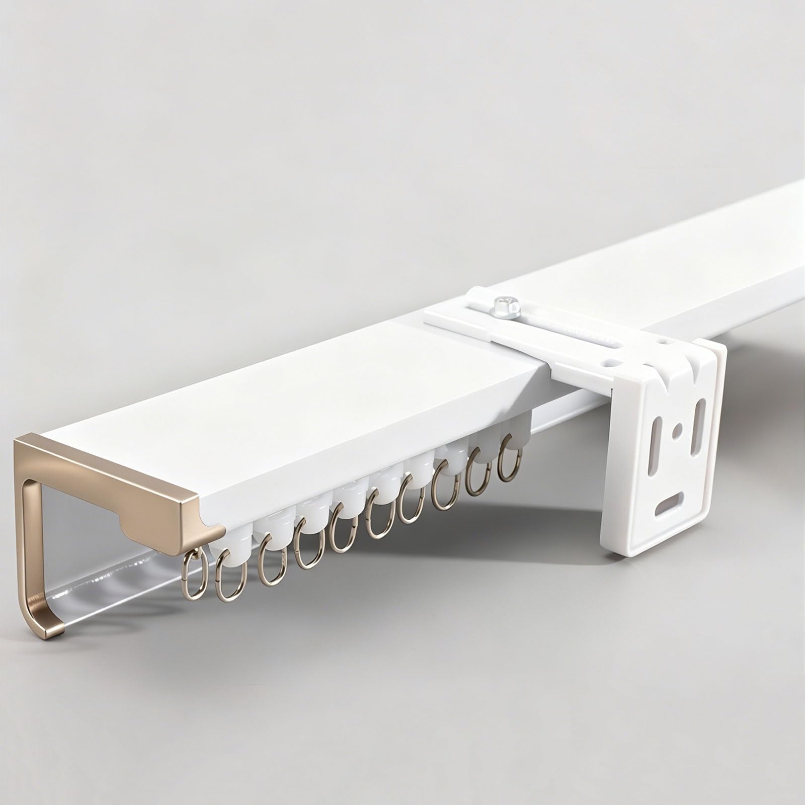 Jixcjhj Side-Mounted Aluminum Ceiling Curtain Track Box Set Ceiling/Wall Mount Room Divider Single Curtain Rail System Silent Pulley For Living Room, Bedroom(,1.2M/3.9Ft)