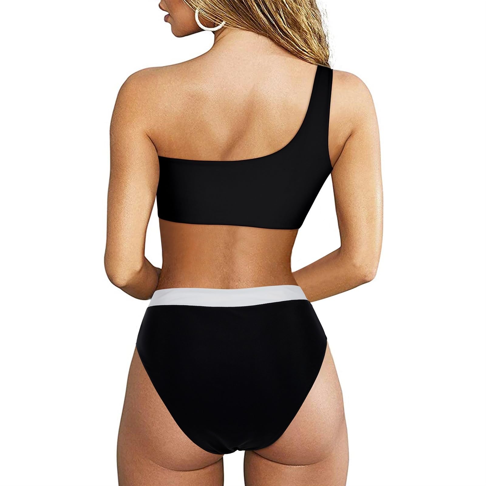 Costume da Bagno Monospalla A Vita Alta Costume da Bagno A Due Pezzi Costume da Bagno Donna con Fasciatura Push-up Micro Bikini (Color : B4286-3, Size : L)