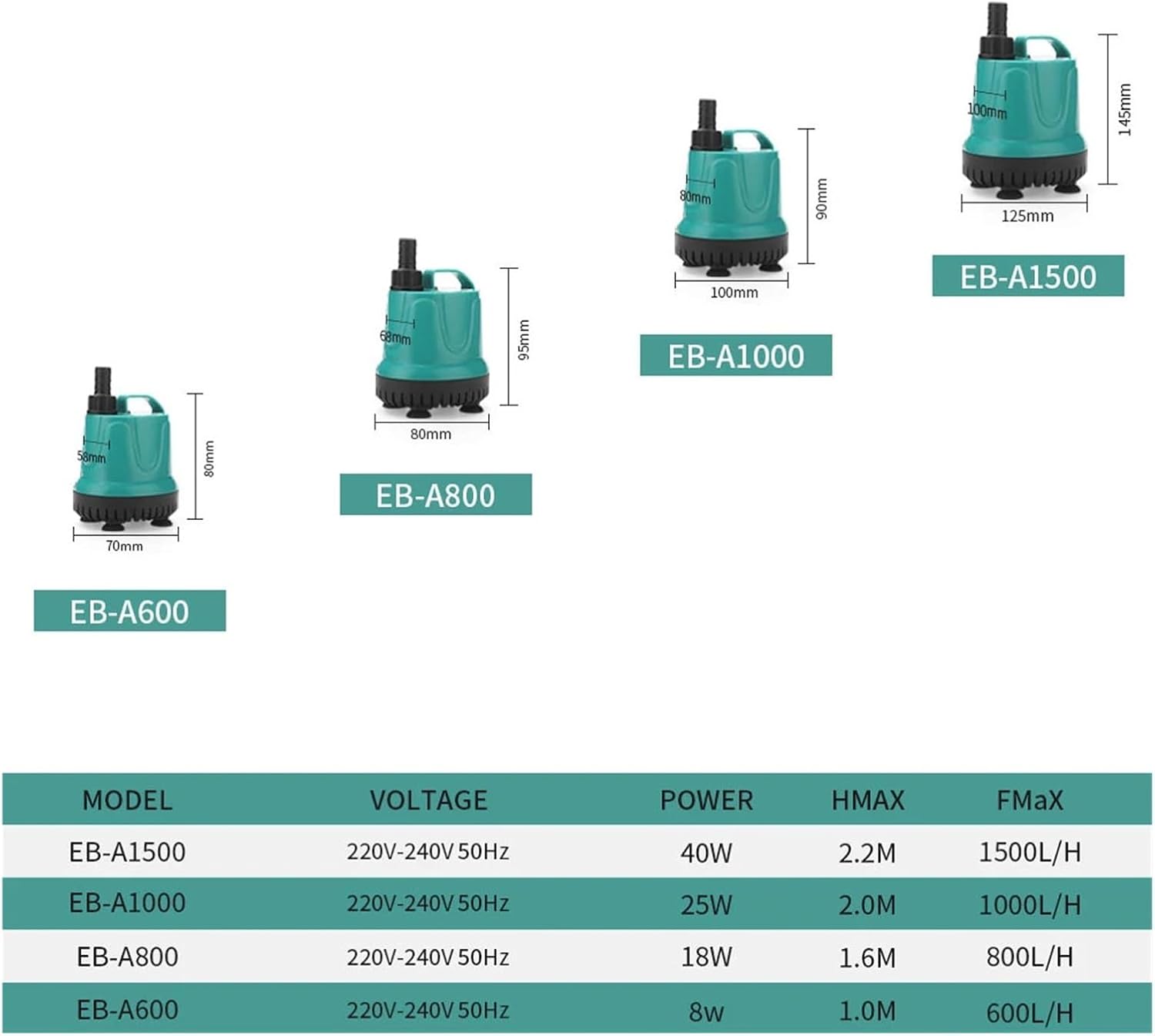 Industrial Water Pressure Diaphragm Pump 8W 18W 25W 40W Silent Diving Fountain Pump Filter Fish Pond Aquarium Ultra-low Pumping Water Tank(EB-A600 8W)