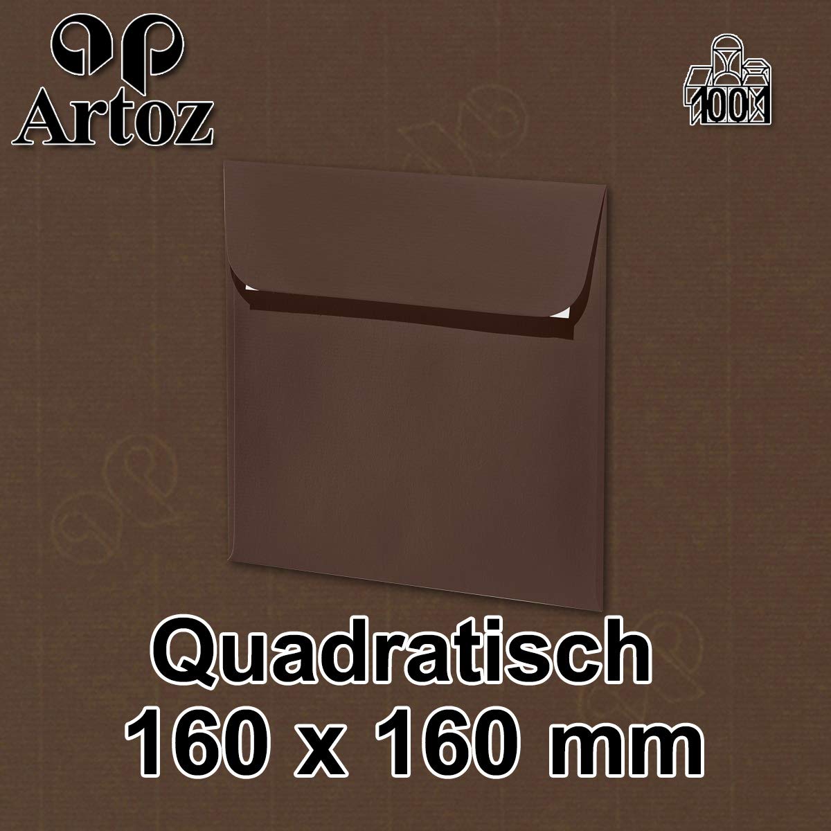 ARTOZ 150 x kwadratowe koperty brązowe (brązowe) 100 g/m² – 16 x 16 cm – koperta bez okienka – koperty z klejem