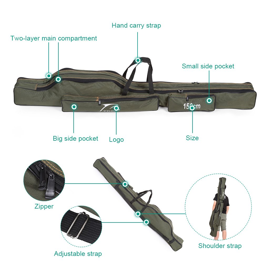 LIXADA Sac Portable de Transport pour Canne à pêche