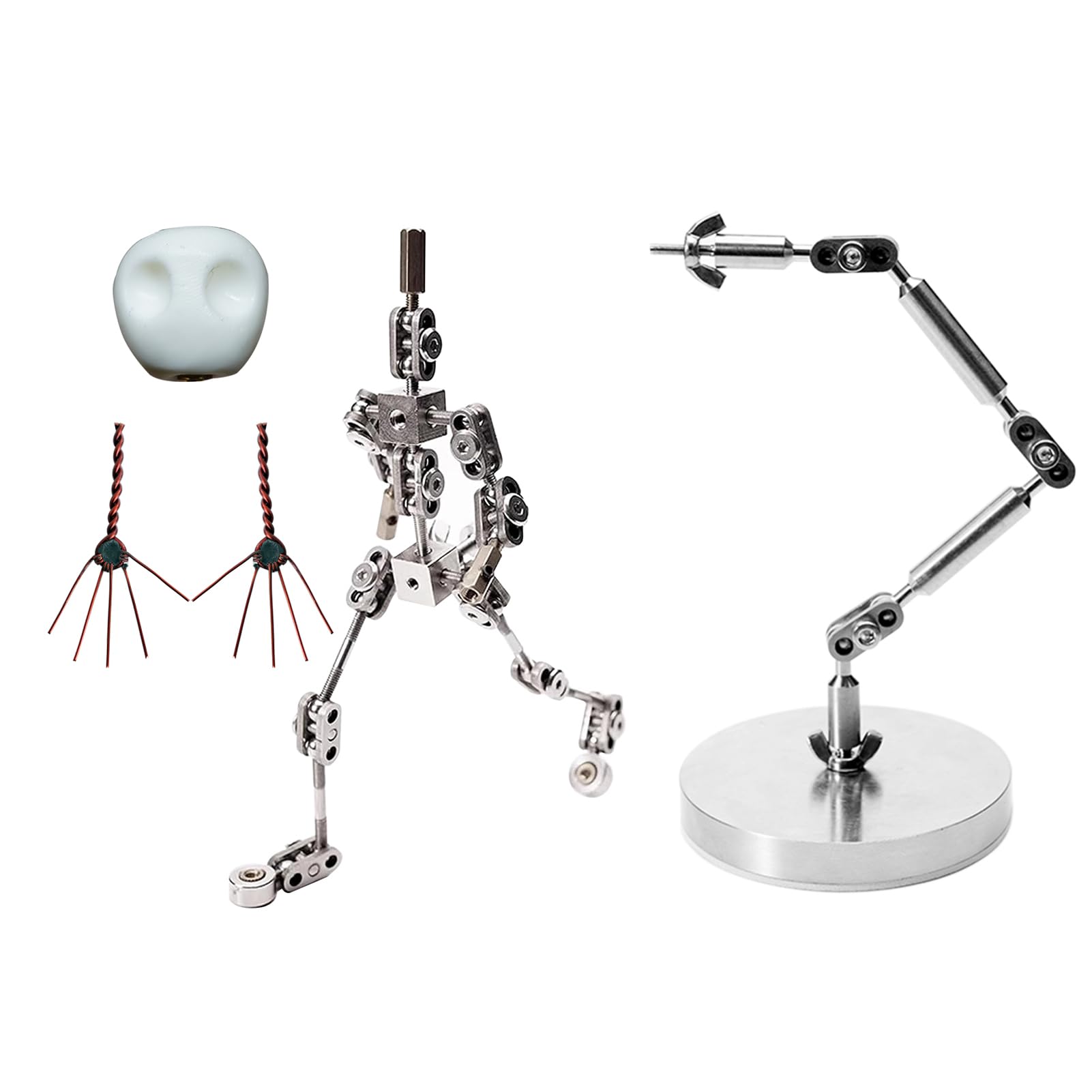 Zestawy do animacji poklatkowej DIY: regulowane ramię ze stali nierdzewnej, metalowa figurka kukiełki o długości 12–20 cm z dłońmi i czaszką do animacji poklatkowej i modeliny,13CM