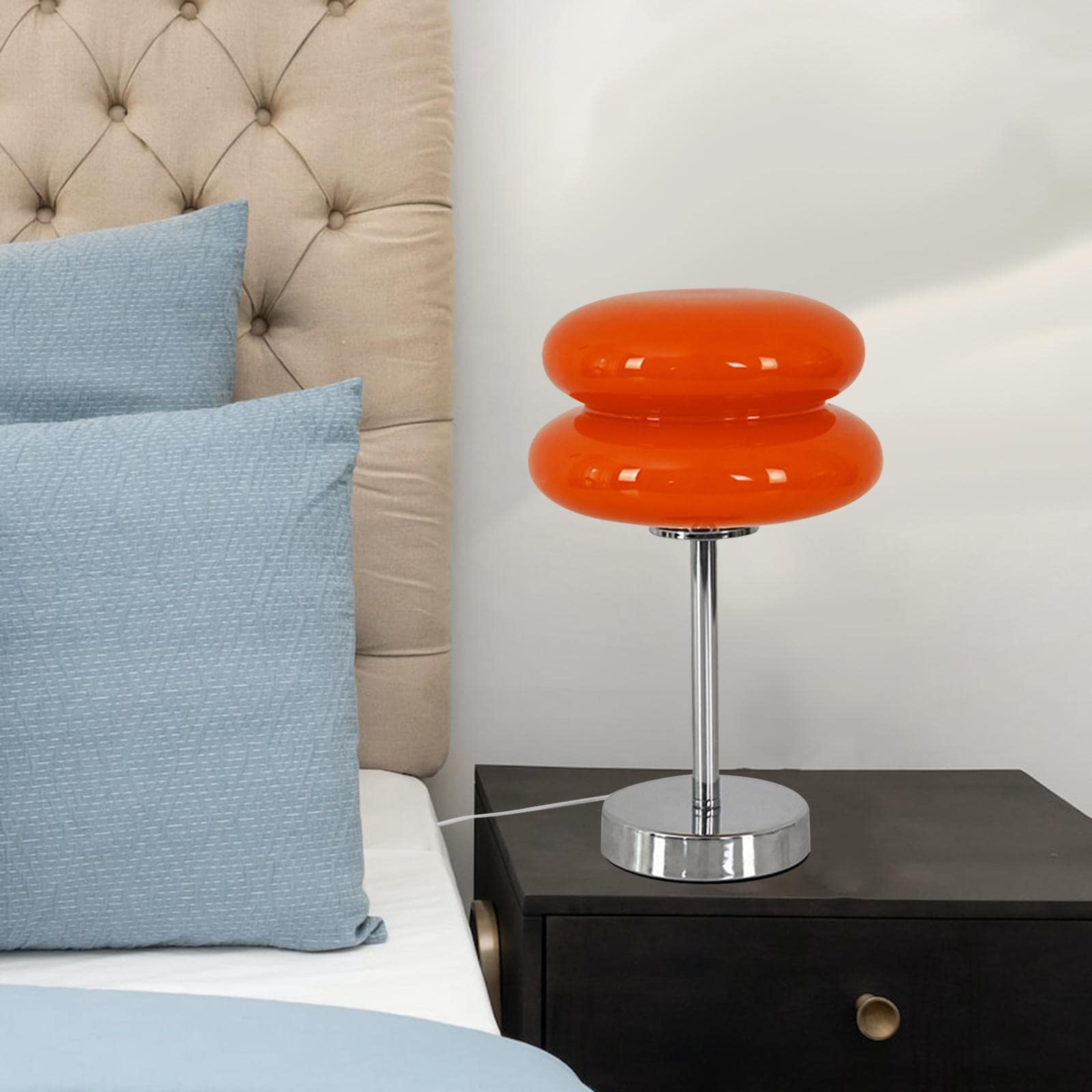 LOVIVER Lámpara de noche de cristal, lámpara de tarta de huevo, 3 colores cambiantes, luz nocturna, lámpara de escritorio moderna y bonita para Bar, Naranja
