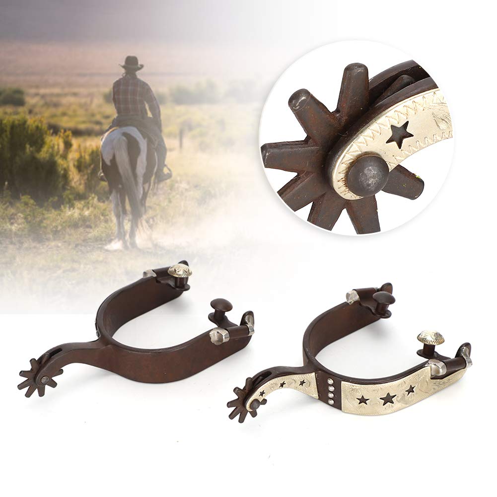 GOTOTOP 1 paire d'éperons de cheval, éperons de bottes de cowboy en acier à faible teneur en carbone unisexe accessoires d'équitation de style occidental pour enfants adultes