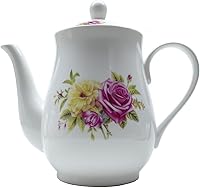 Vista 8 de Taza de té de porcelana, tazas de 5 oz con flores pintadas, café, té, agua, tetera de cerámica, accesorios para tetera (taza* 4)