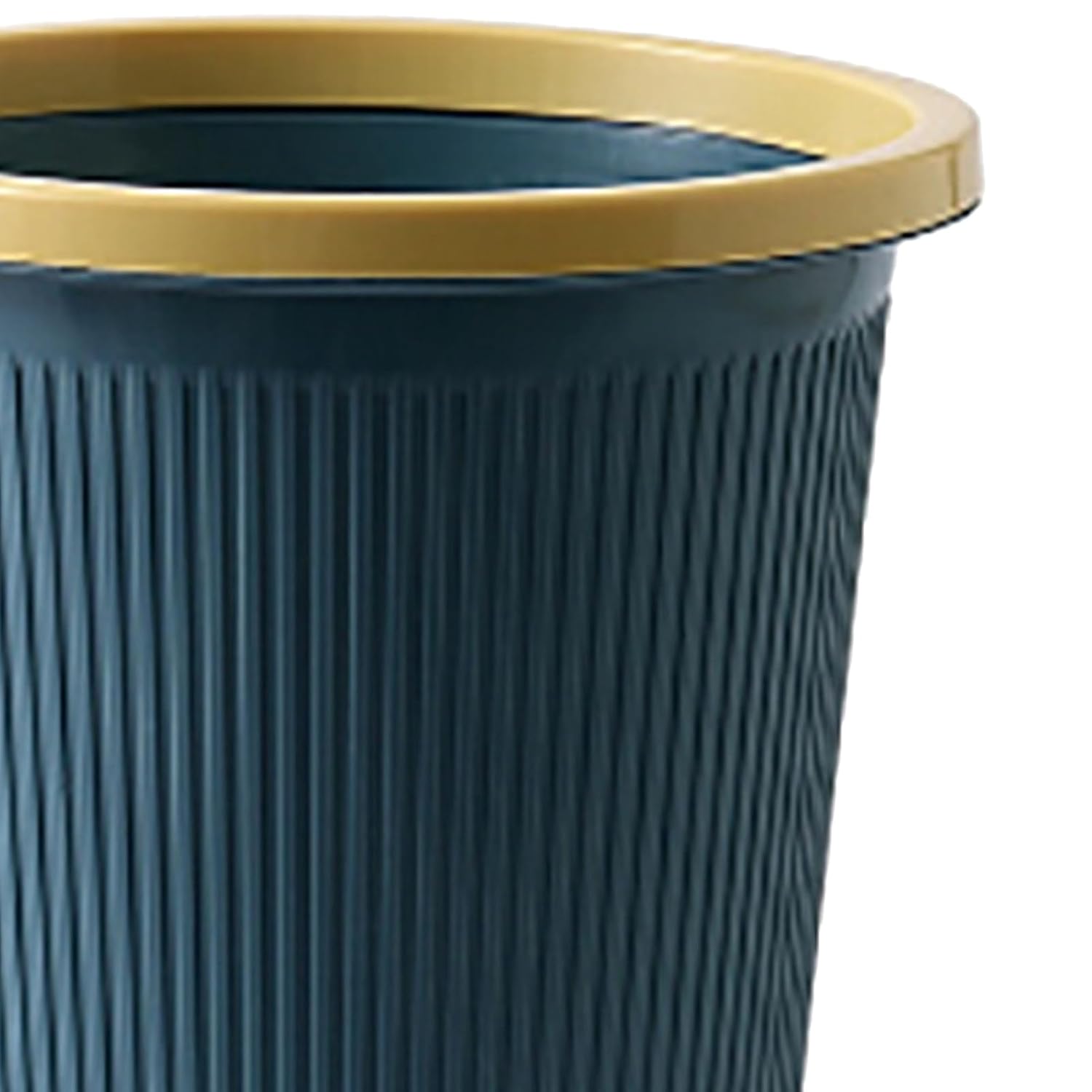 Trash Can Plastic Exquisite Modern Garbage Container, Wastepaper Basket Thin Trash Can for Kitchen, Bathroom, Bedroom, Living Room, Office, Outdoor, Dog Proof Trash Can (Large Dark Blue)