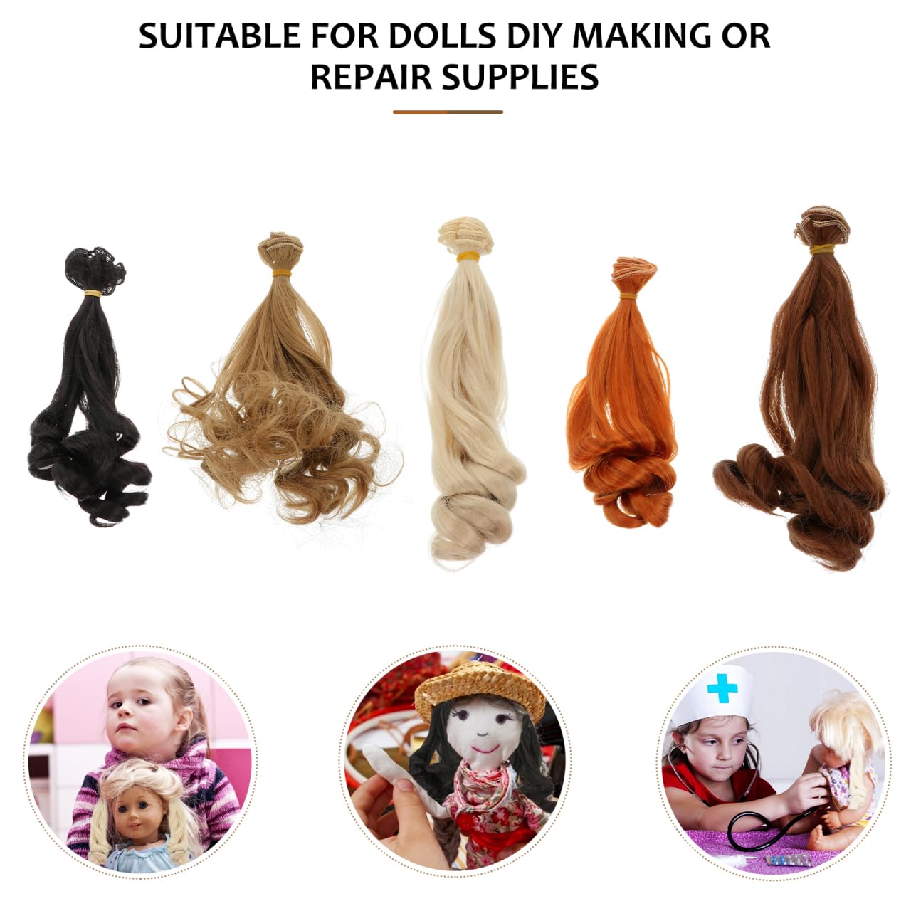 Garneck Capelli per bambole di alta qualità per fai da te, 5 pezzi di capelli lunghi 100 cm, perfetti per la produzione di bambole fai da te e la riparazione di bambole, ideali per creativi