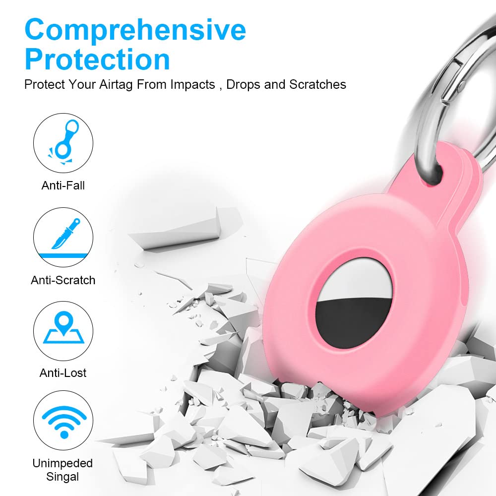 Ainiv Protective Case for AirTag, 1PC Thick Silicone Keyring Case Compatible with Apple Airtag, Durable Protective Holder Cover with Anti-Lost Key Ring, Pet Collar Locator Tracker Cover — view 3