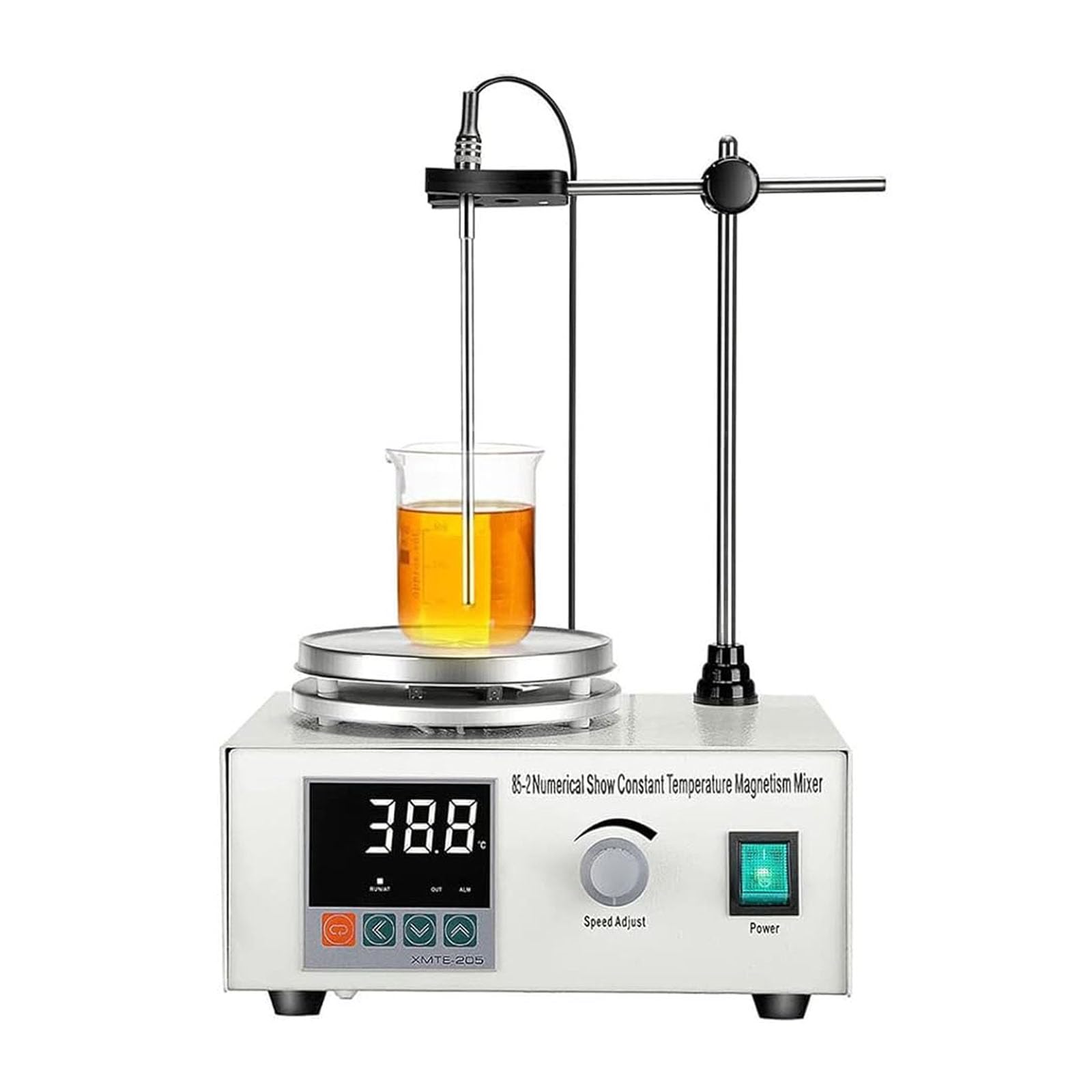 Mezclador magnético con pantalla digital de temperatura, 0-2400 RPM, capacidad de 1000 ml, placa de calefacción de acero inoxidable, calentamiento constante de hasta 99 °C, motor de 25 W CC