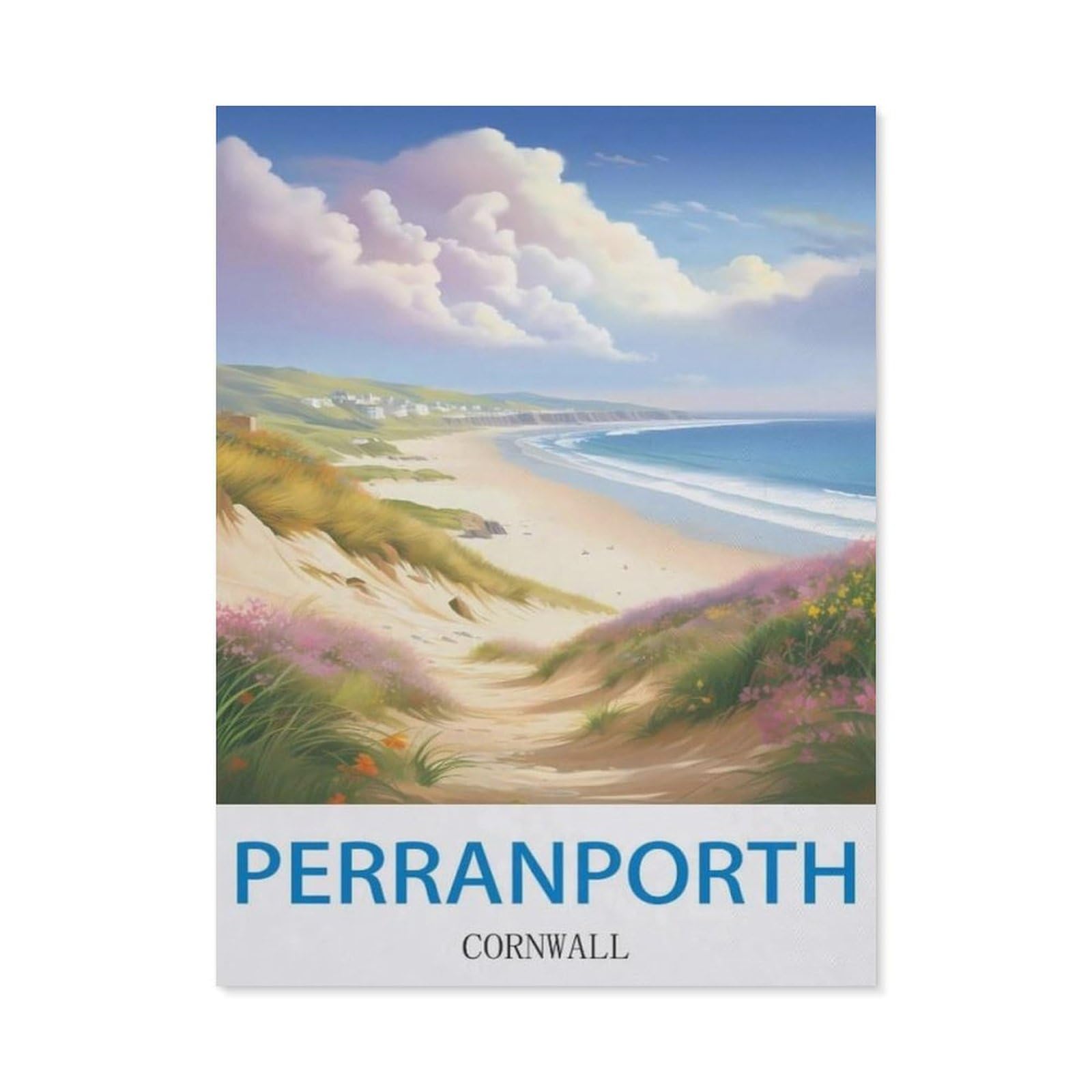 Pgcksk A2 Diamond Painting，Perranporth Cornwall，Diamond Painting Art Embroidery Cross Stitch Pictures Gift Wall Decoration（30 X 40 Cm/11.81 X 15.74 Inches）-Co89