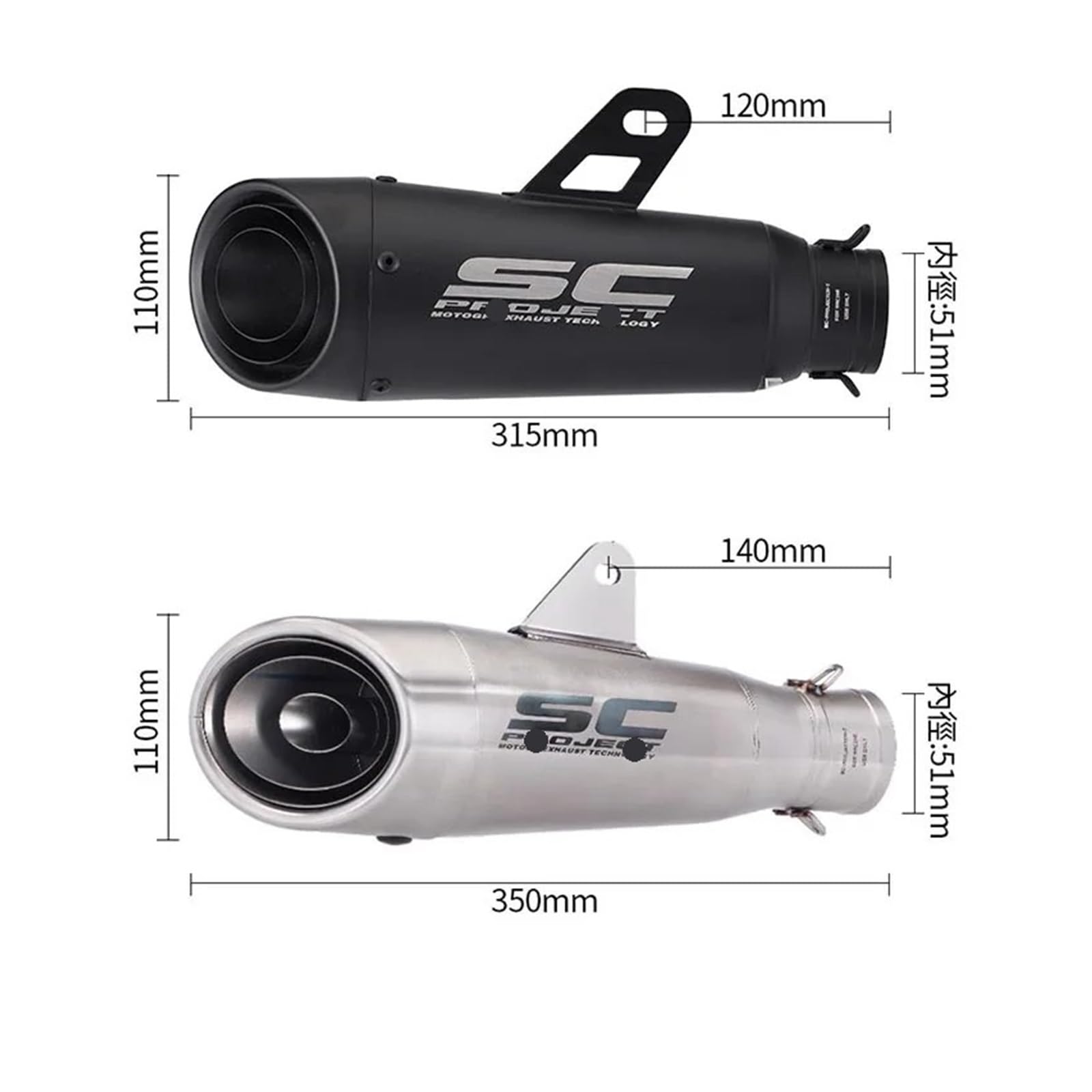 Tubo Di Scarico Universale Per Moto Da 51 Mm SC Con DB Killer GP-Project Per Ya&maha R6 R15 R1 R3 MT07 Tmax155 XMAX GSX250 Pcx125 tubi scaricos
