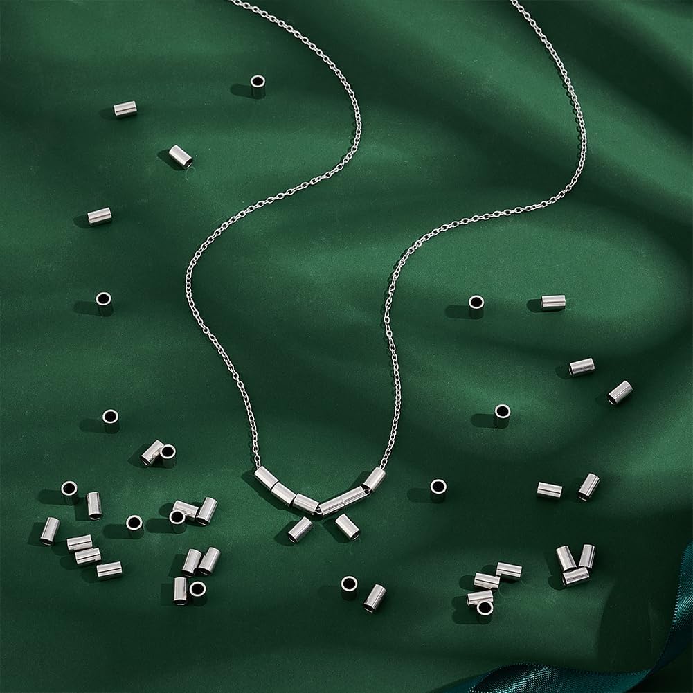 UNICRAFTALE 100Pcs 304 Stainless Steel Tube Spacer Beads - 6mm Long, 3mm Hole, Hollow Tube, Loose Beads for DIY Bracelet, Necklace Jewelry Making, STAS-UN0056-55-US12 - Image 2